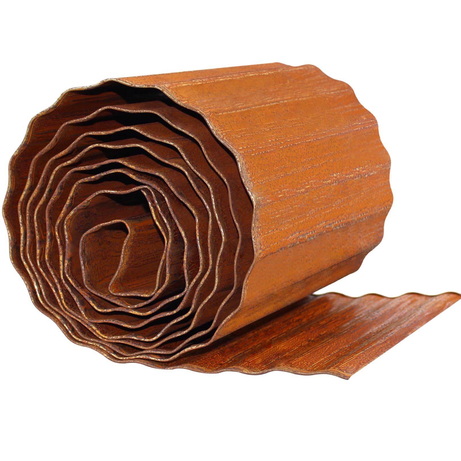 Meyoppm Corrugated Garden Edging, Metal Landscape Edging Sturdy Garden Long Strips, Metal Edging for Landscaping, Steel Garden Edging (10" x 20', Rust