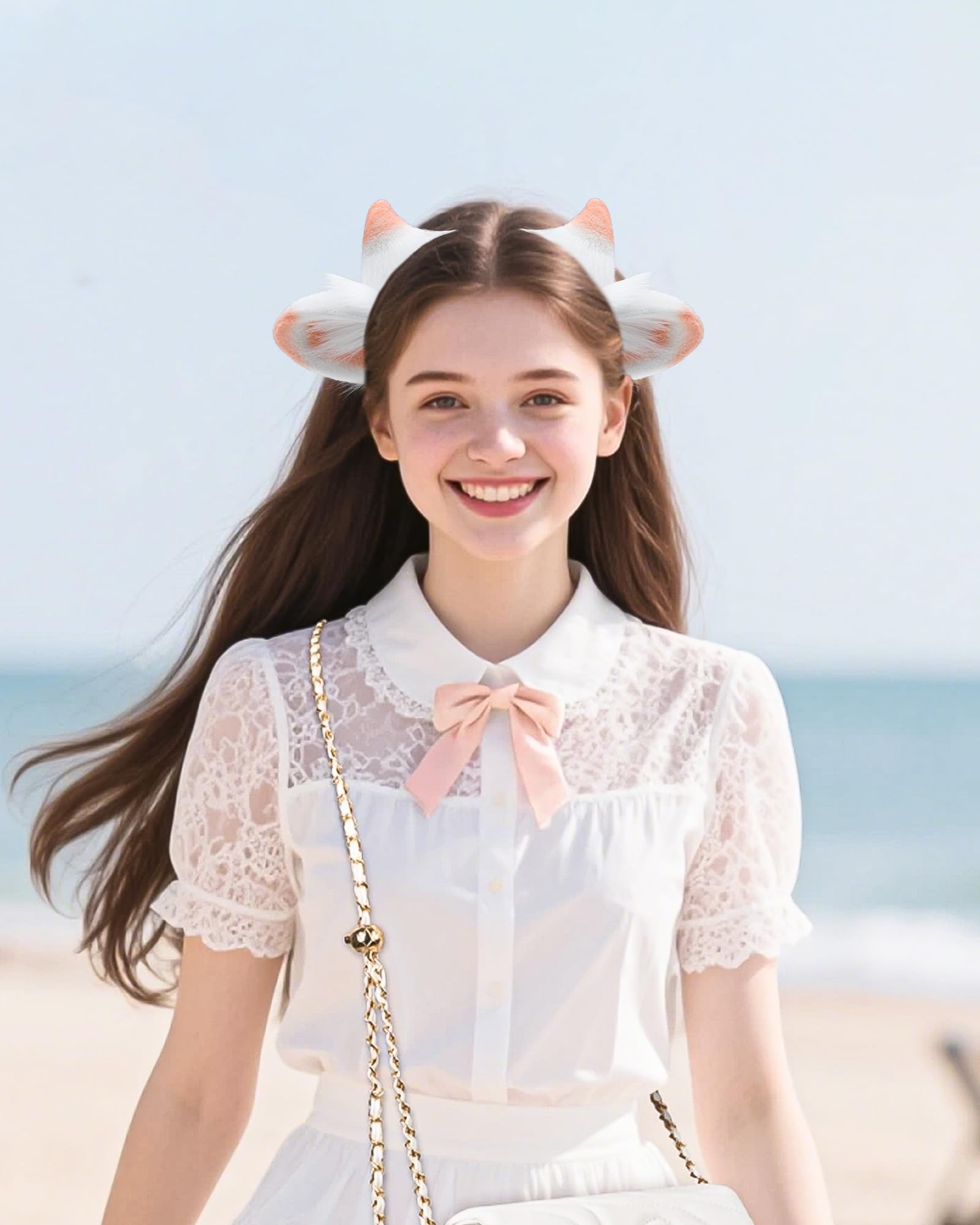 ZFKJERS Cosplay Furry Lamb Ears Headband Soft Animal Ear Hair Accessory for Halloween (Orange) - Image 4