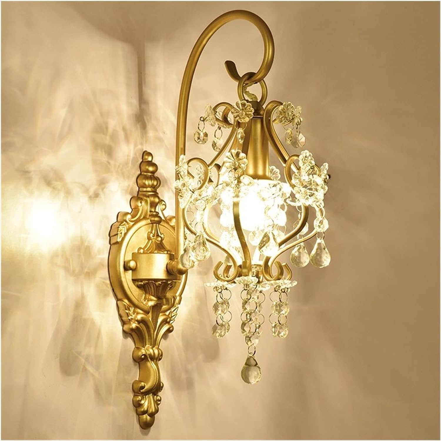CWCQGH Wall lamp, Copper Wall Lamp Bedroom Bedside Lamp Double Head Staircase Aisle Lights American,1light