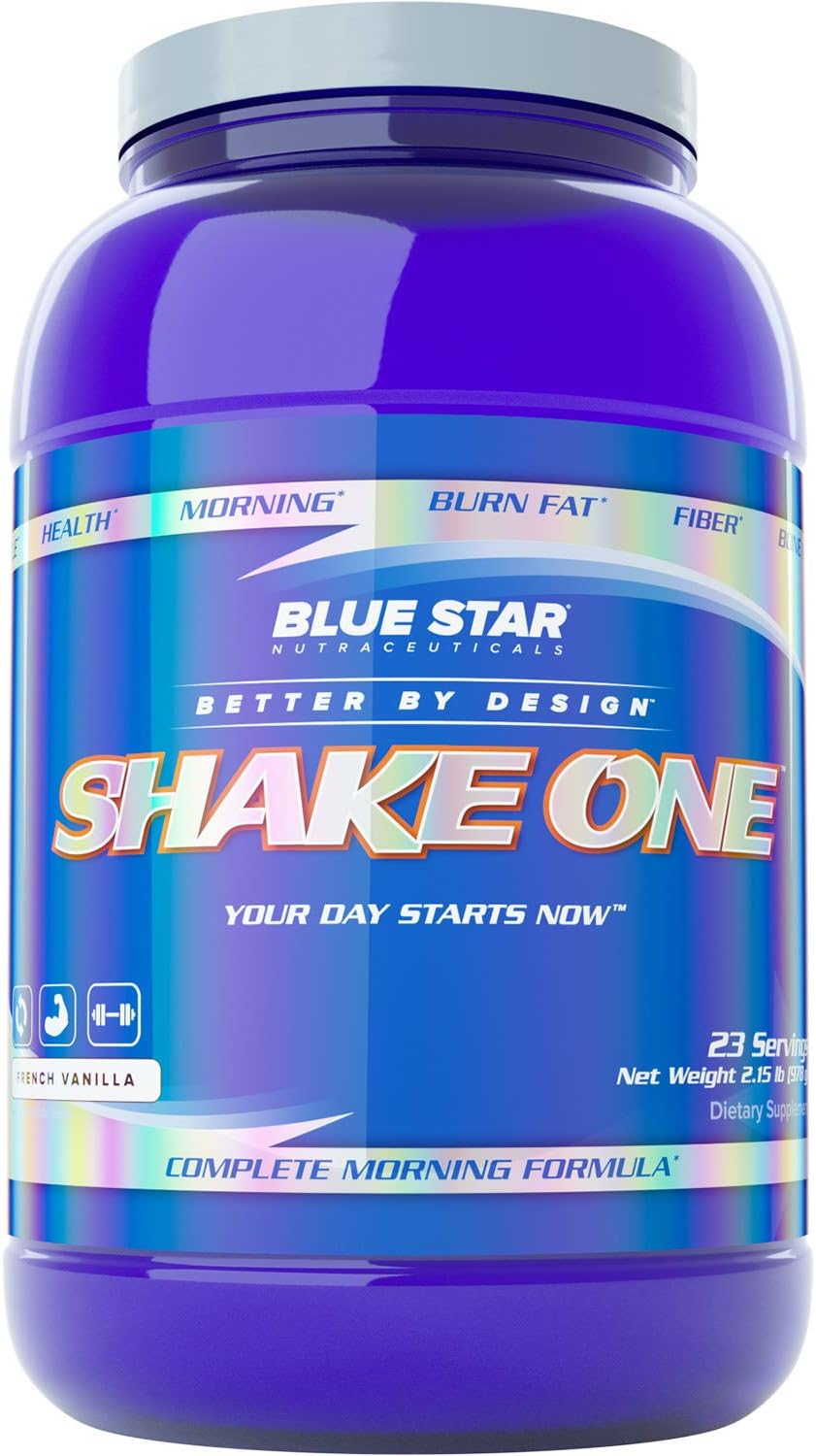 Shake One by Blue Star - Protein Rich Meal Replacement Breakfast Shake | Great Tasting, Low Calorie Protein Powder Drink with Caffeine for Weight Loss & Muscle Building, 23 Servings (French Vanilla)