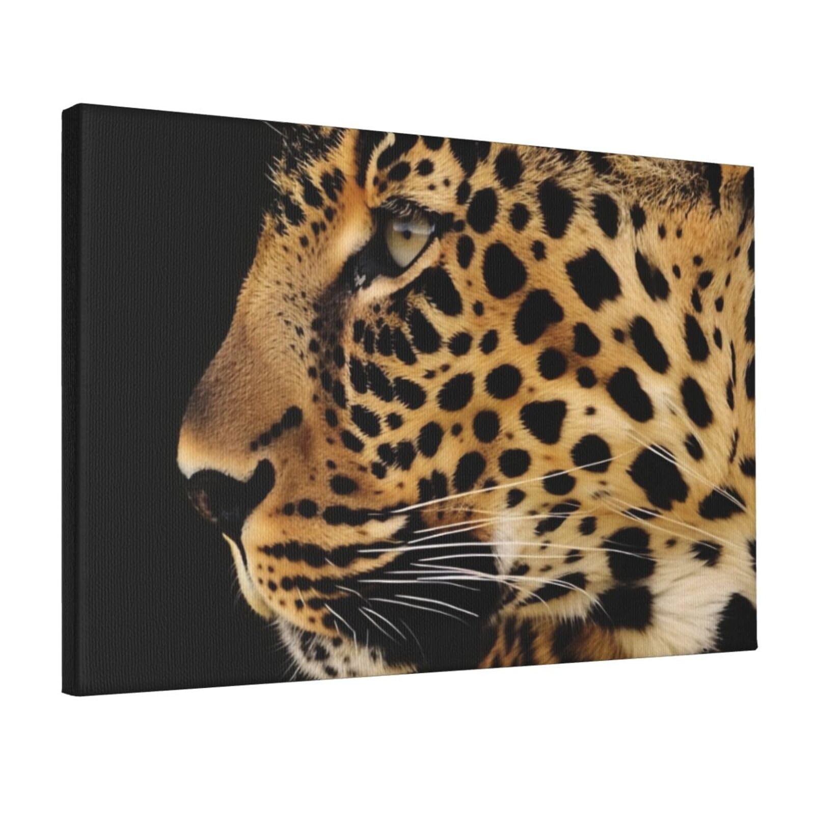 YKLJG Leopard Animal print Printed Wall Art Canvas Prints 45x30 CM Wooden Framed Picture Painting Artwork for Bedroom Kitchen Home Office Decor