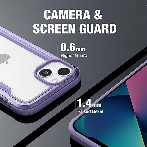 Miniatura 5 de Raptic Shield para iPhone 1314, funda transparente a prueba de golpes, prueba de caídas militares de 10 pies, marco de aluminio duradero,