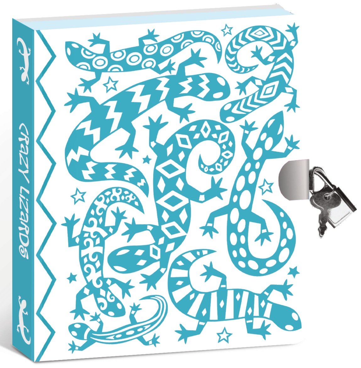 Lock and Key Diary Crazy Lizards Colour-In Design