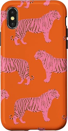 Miniatura 7 de Carcasa para iPhone 11 Pro Max, diseño de tigre y gato grande, color rosa y naranja