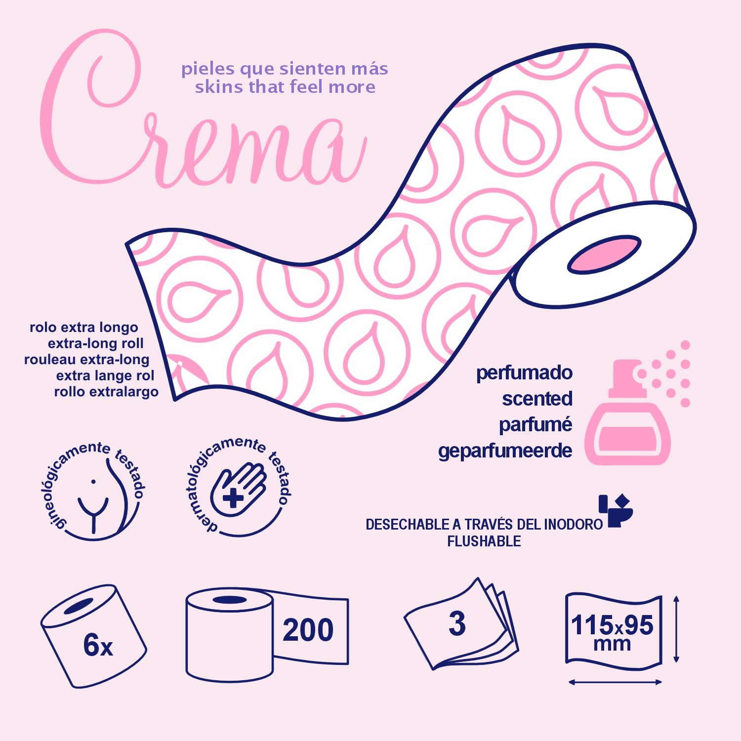 Renova Skin Care Plus Papel Higiénico Decorado Perfumado - 6 Rollos