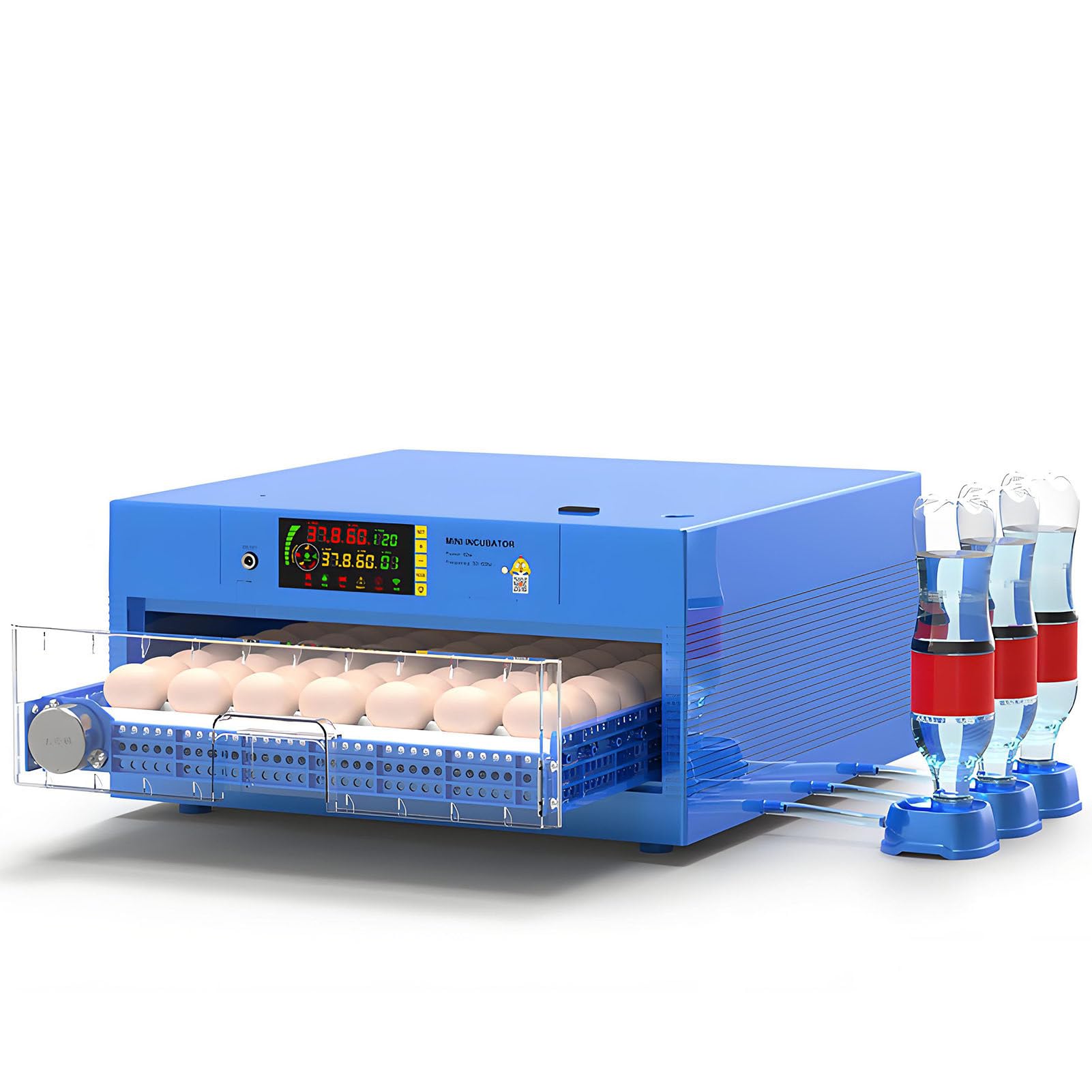 Incubators for Hatching Quail Eggs,Incubator for Eggs Automatic Turning,Smart Display of Temperature,Humidity,Egg Turning Time,Hatching Days,3-in-1 Function:Incubation,Hatching,Brooding 1Layer
