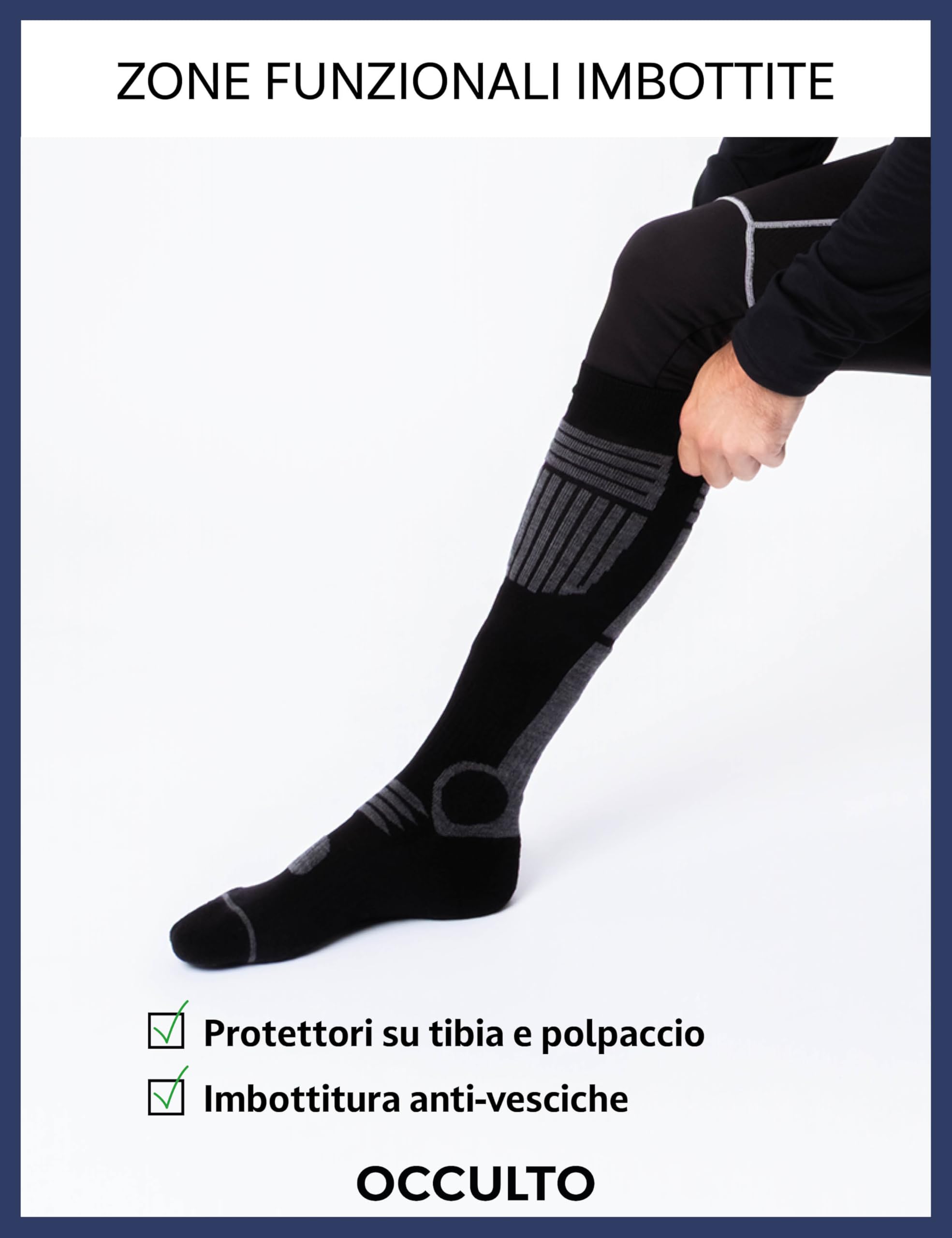 Occulto Calze da Sci Uomo pacco da 2, pacco da 4 (modello: Felix)