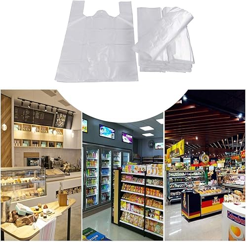 Miniatura 6 de Bolsos de compras plásticos transparentes de la camiseta de la manija, 400 bolsos reutilizables del transporte de las cuentas