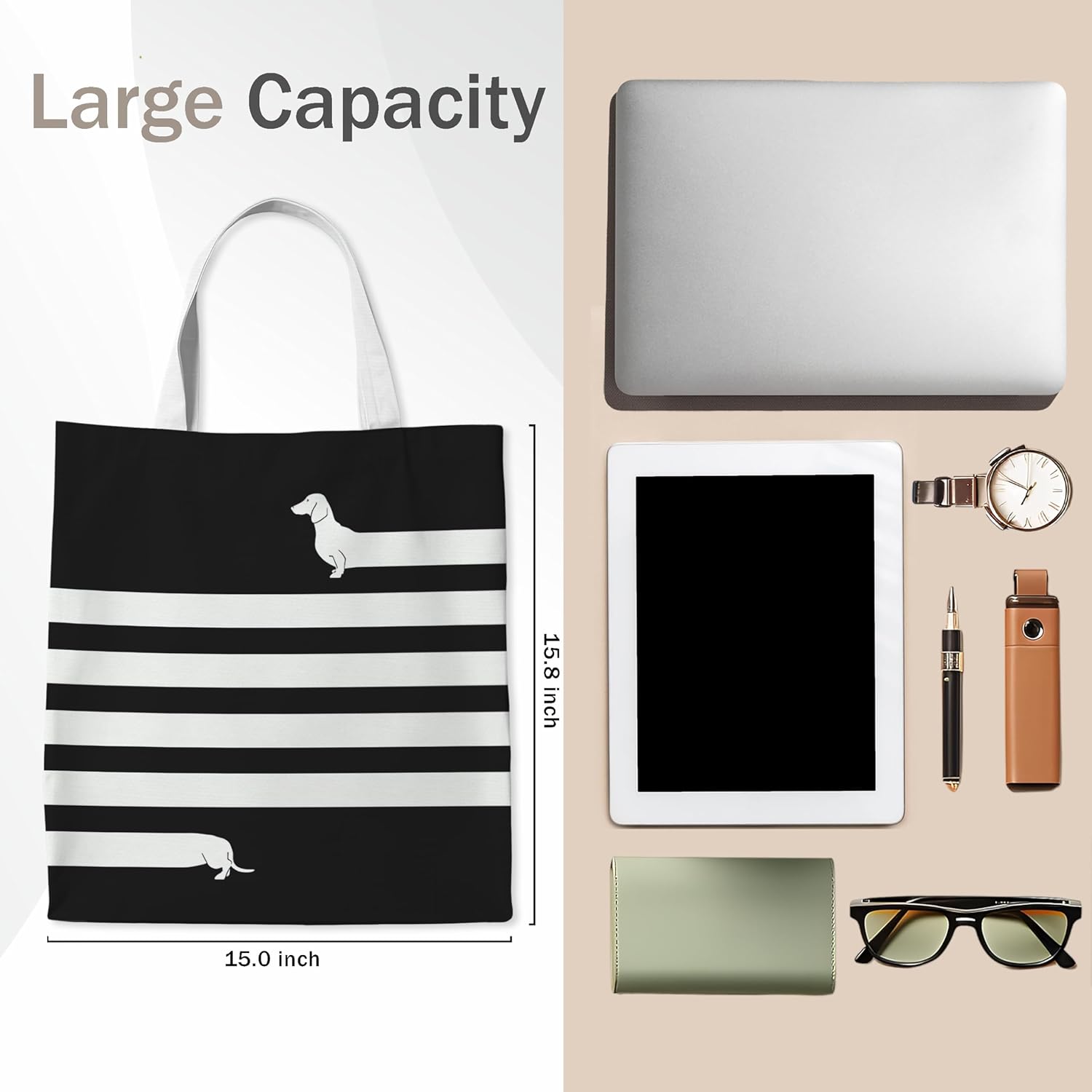 Dachshund Dog Gifts Canvas Tote Bag, Dachshund Gifts Tote Bag for Women Dog Lover, Travel Reusable Grocery Bags - Image 6