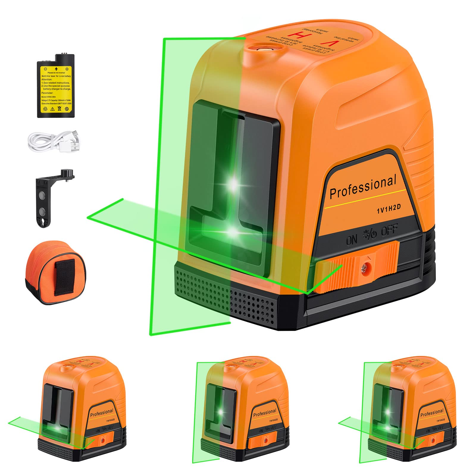 Laser Level, [Dual Laser Module] CHILEAD 100ft Green Cross Line Lazer Level, Rechargable Self Leveling Laser Level Tool for Picture Hanging Wall Floor Tile Construction with 360° Magnetic Base & Pouch