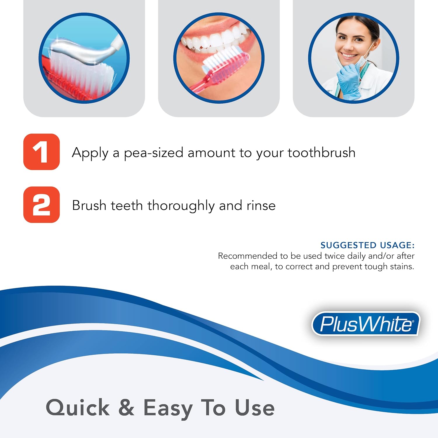 Plus White Xtra Whitening Toothpaste - Removes Tough Stains from Coffee, Smoking, Wine & More - Anti-Cavity, Plaque & Tartar Control (Mint Paste, 3.5 oz, Pack of 3)