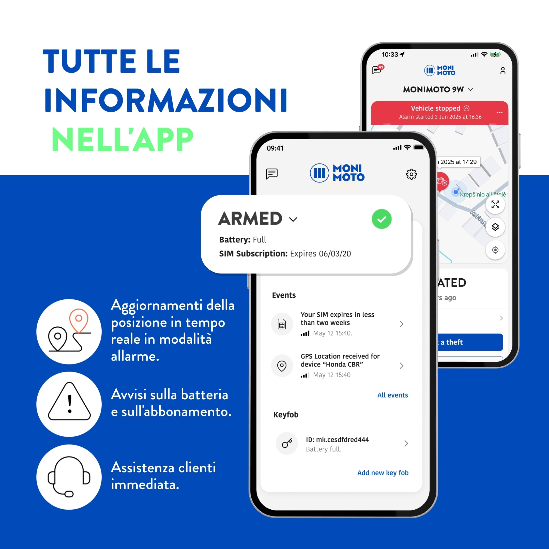 MoniMoto 7 Localizzatore Tracker e Allarme per Moto con Installazione Facile, Senza Fili - Localizzatore Smart GPS per Moto, Tracker GPS per Veicoli, Scooter, Quad Bike ATV, Motoslitte
