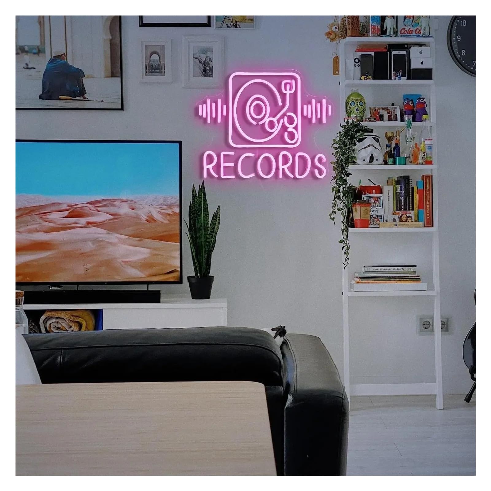 Insegna al Neon Insegna Al Neon Records Per Decorazioni Murali Alimentata Da Musica Per Video, Negozi, Bar, Feste, Camera Da Letto 30x39cm
