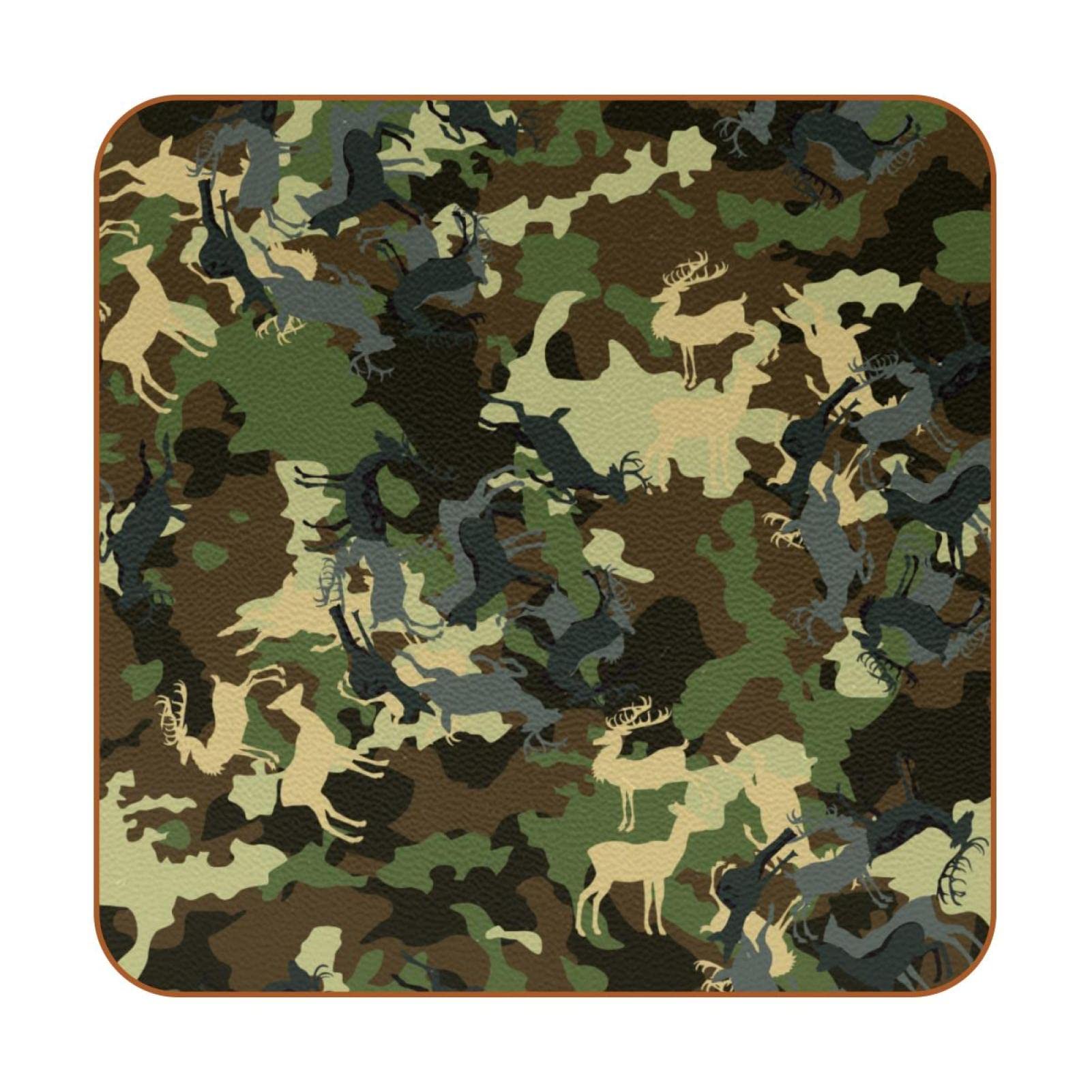 Dessous de verre carrés camouflage (lot de 6) antidérapants pour table de salon