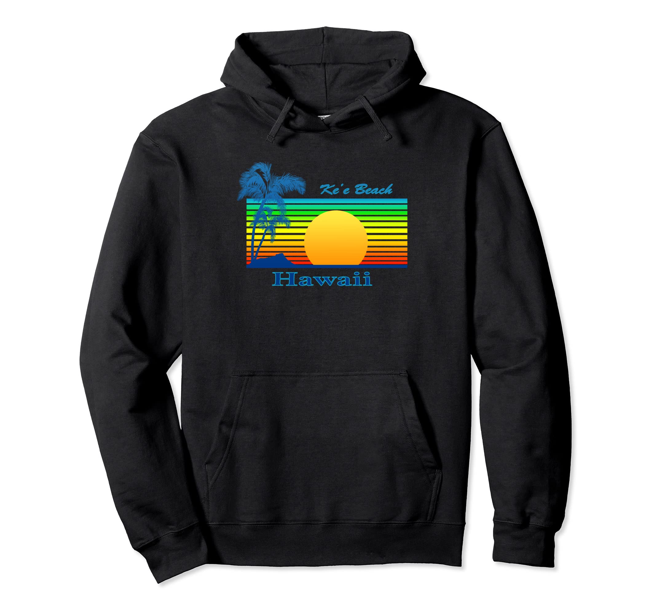 Ke’e Beach Hawaii Retro Tropical Beach Sunset Pullover Hoodie