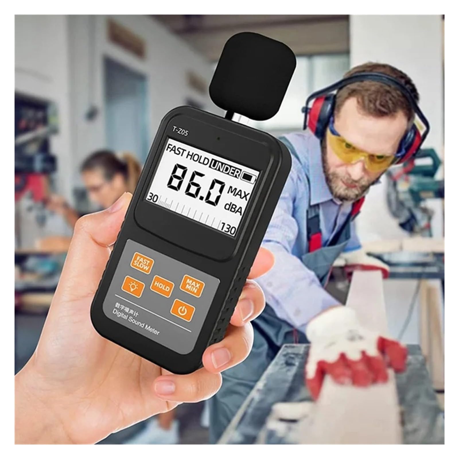 Fonometro Digitale, Misuratore Di Livello Sonoro Portatile, Rumore Audio Da 30 A 130 DB, Display LCD Retroilluminato Più Grande For Uso Domestico E Industriale Precisione Estremamente Elevata