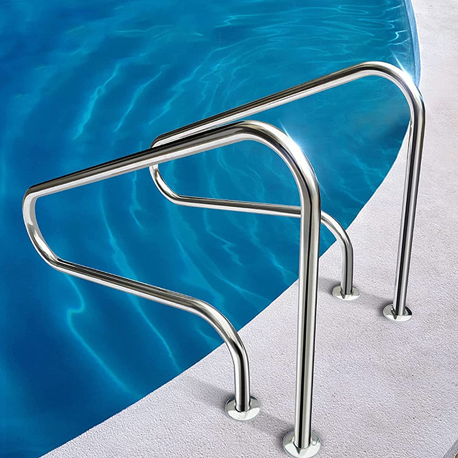 Main courante de piscine 80x80cm en inox 304 pour accès incliné