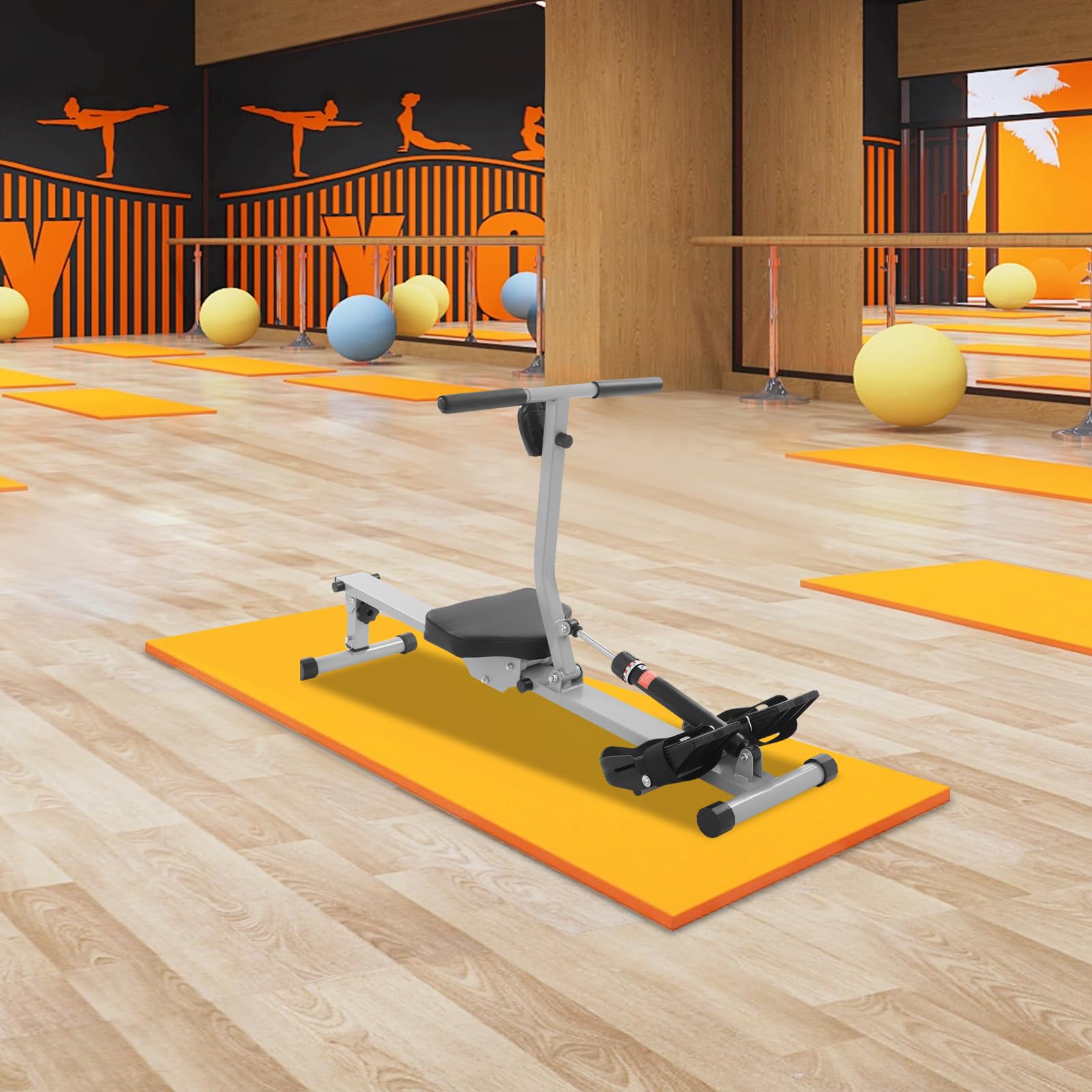 Máquina de remo en casa plegable para entrenamiento de cuerpo completo en casa con resistencia magnética y pantalla LCD, 201 x 57 x 83 cm, 120 kg de capacidad de carga, color negro