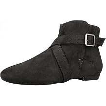 Womens Short Dance Boots Lace Up Hook and Loop Fastener Ankle Shoes with Suede Sole Line Dance West Coast Swing Ballroom Latin Jazz Modern Practice Performance Dance Shoes