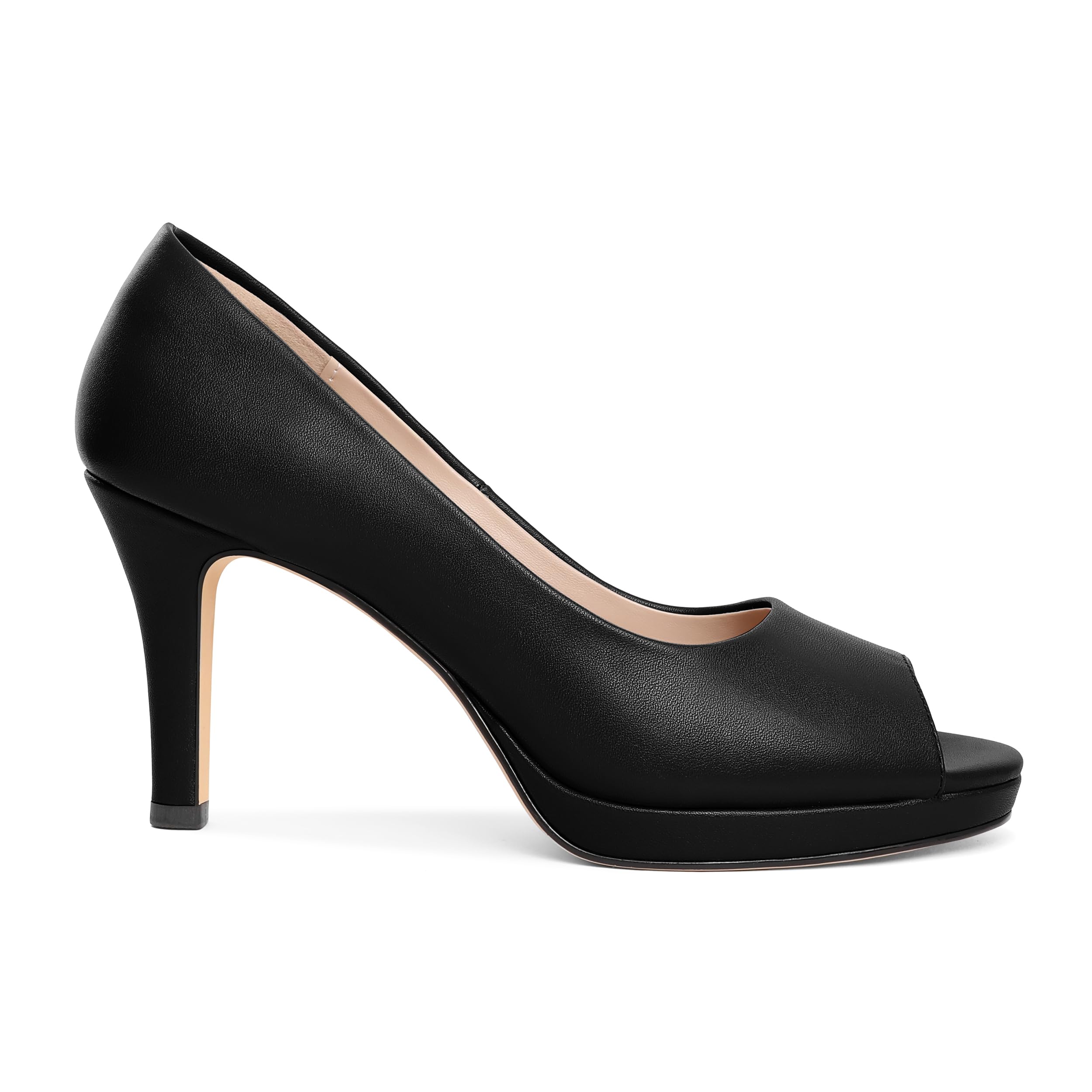 EDEFS Peeptoes Damen Pumps Slip On Stiletto High Heels EU35-45