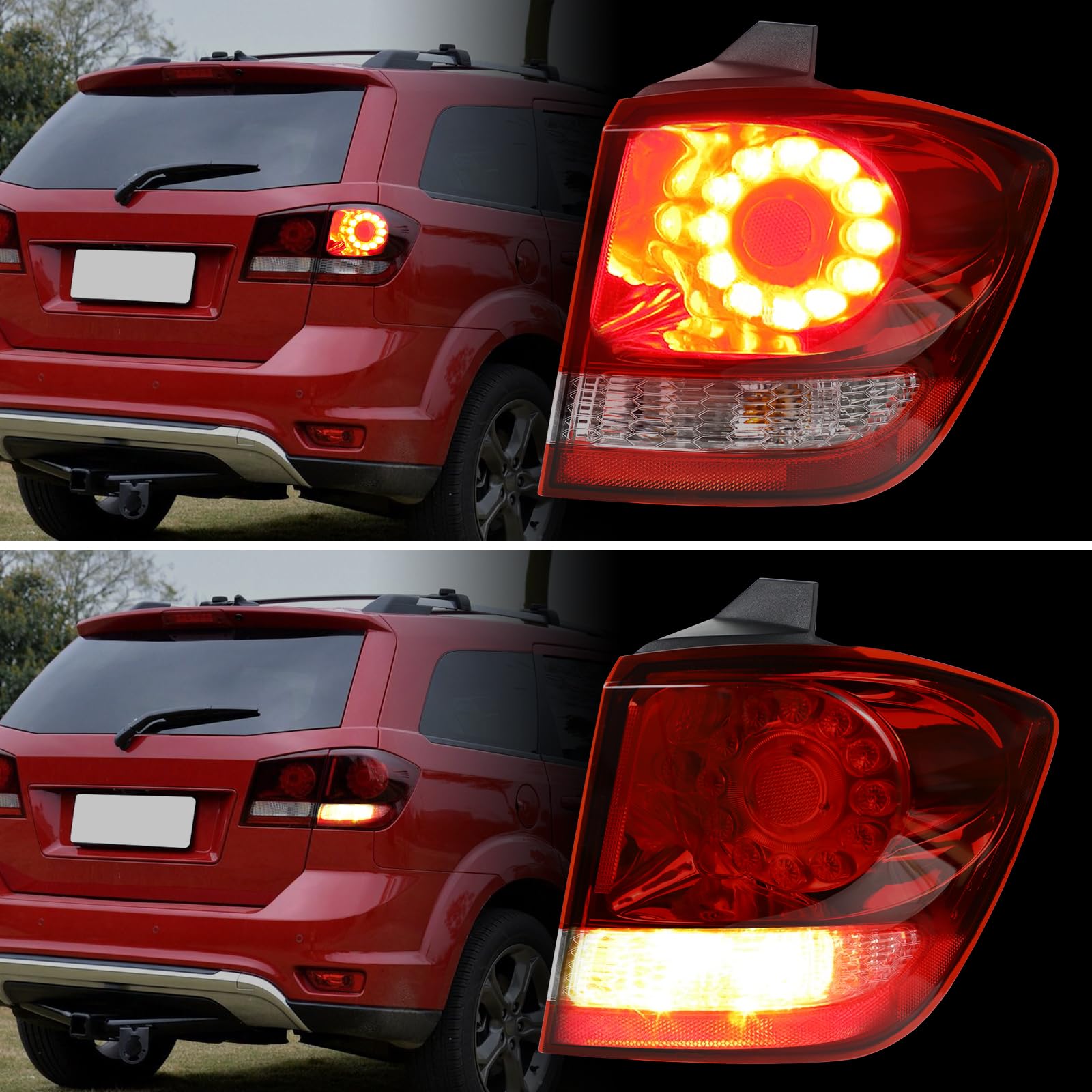 SOLRIMANA 2 Pcs Outer Tail Lights Assembly W/LED Bulb Fits For Toyota Rav4 2016 2017