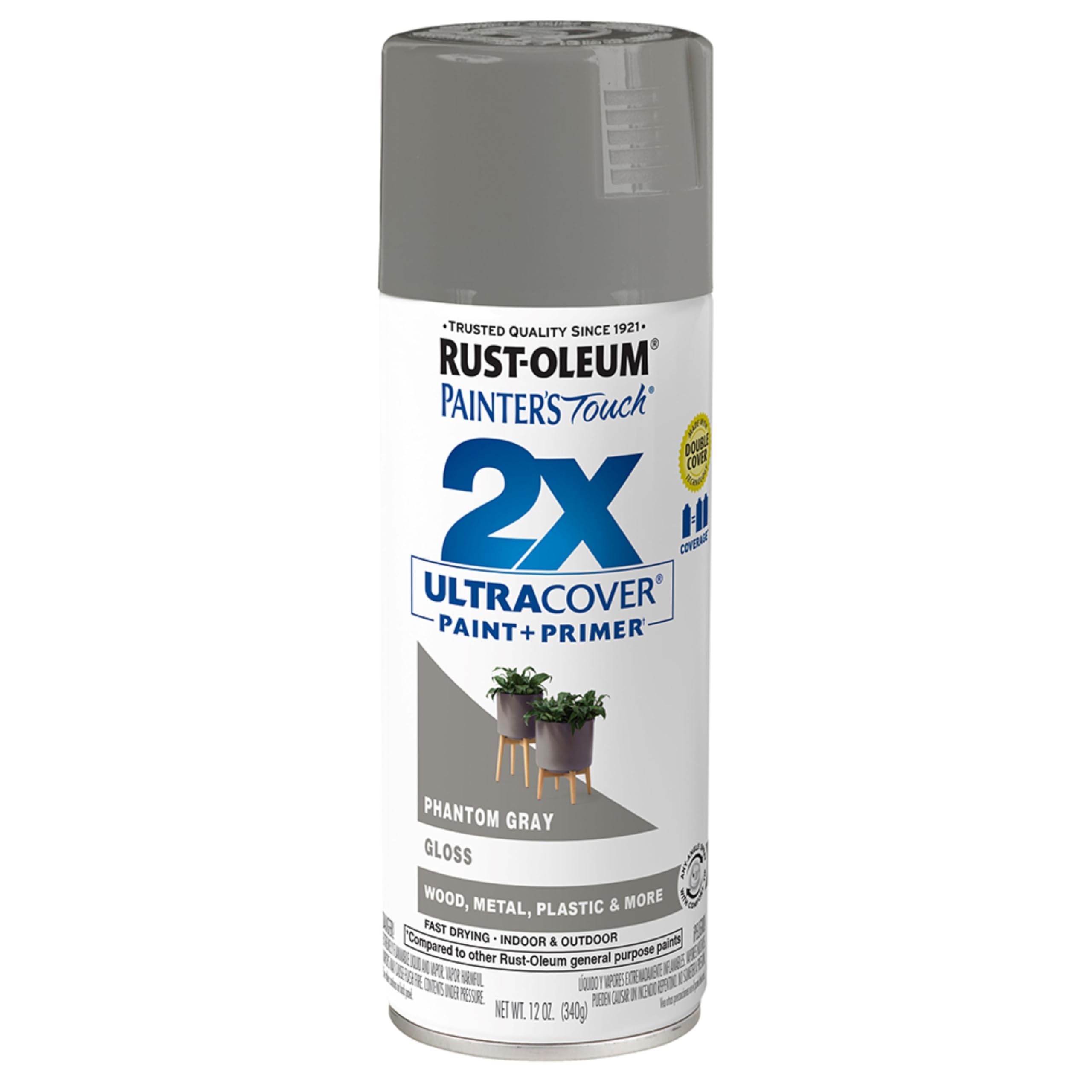 Rust-Oleum Painter's Touch 2X Ultra Cover Spray Paint, Phantom Gray