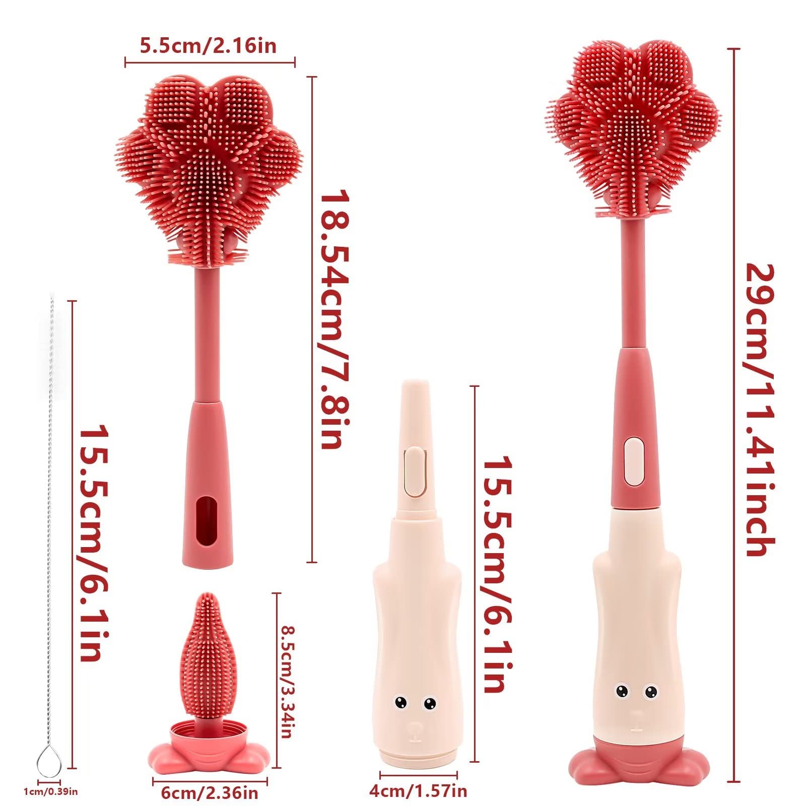Goupillon Biberon Silicone,3 En 1 Bébé Brosse à Biberons En Silicone