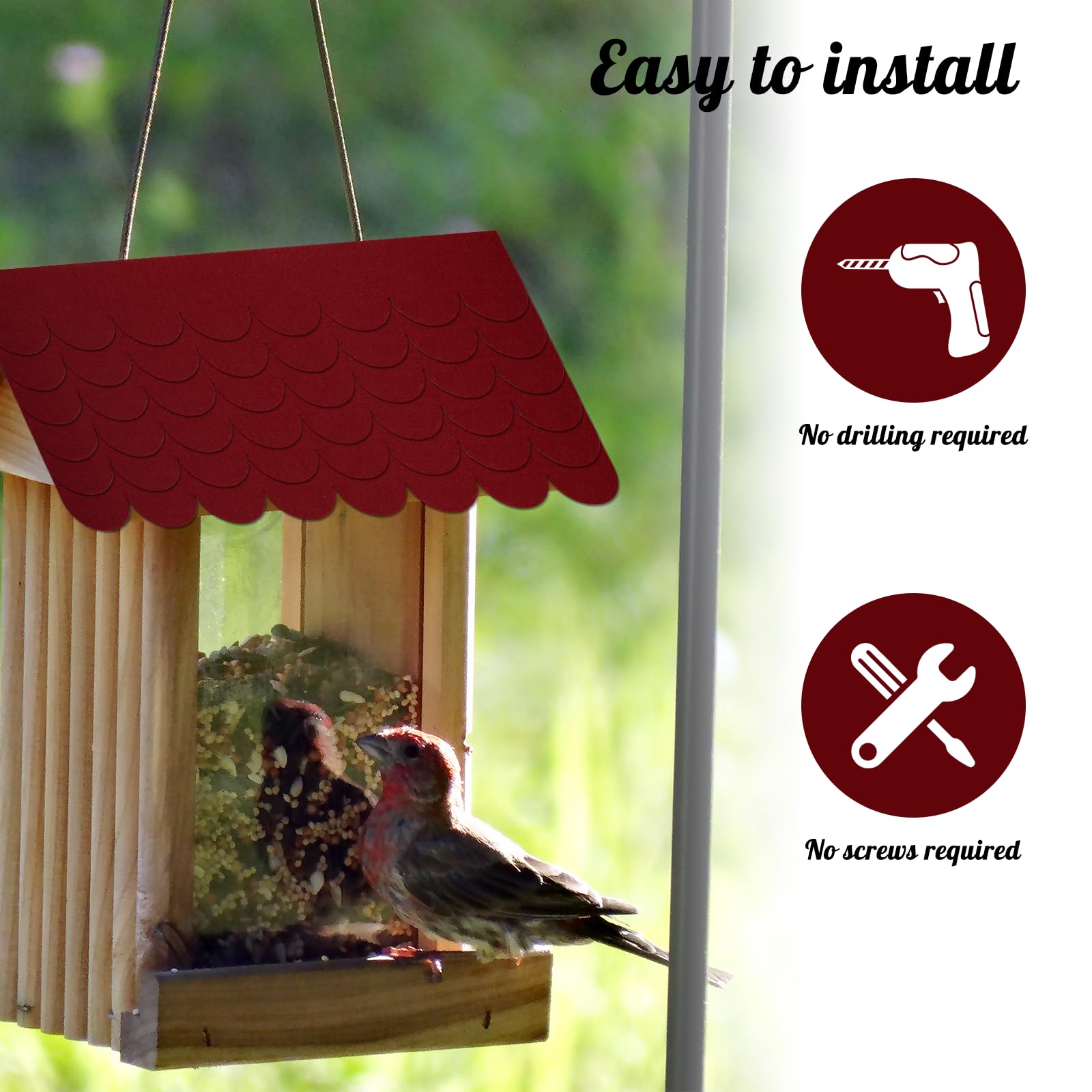 OMJMYY 32 stuks dakshingles voor vogelhuis, dakshingles, zelfklevend, mini- dakvilt, dakvilt, waterdicht, voor vogelhuis, nestkast, insectenhotel, hondenhok, konijnenhok (rode wijn