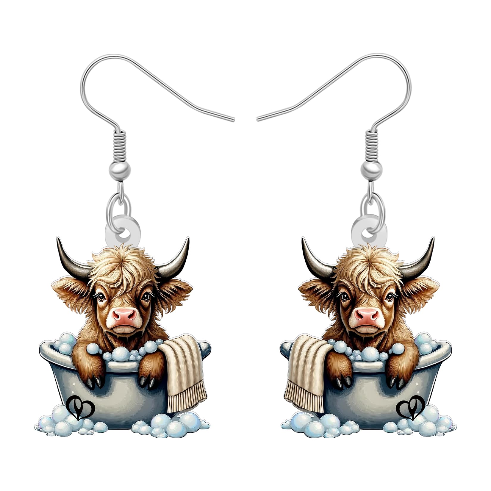 DOWAY Highland Kuh Geschenke Acryl Highlander Kuh Ohrringe Baumeln Land Cowgirl Schmuck Schrullig Hyland Kühe Geschenke für Damen Mädchen Mama