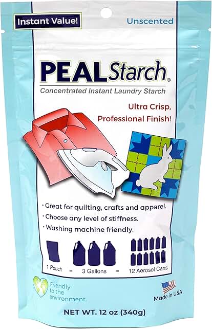 Liquid Starch Concentrate - Peal Starch 12oz Pouch - Instant Mix Powder (1) Perfect for spray starch, ironing, quilting, c...
