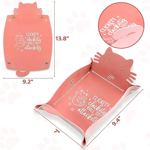Miniatura 3 de Bandeja de dados de gato Pinkk para rodar, divertida bandeja de dados plegable de cuero, portátil, accesorios de almacenamiento de dados de viaje,