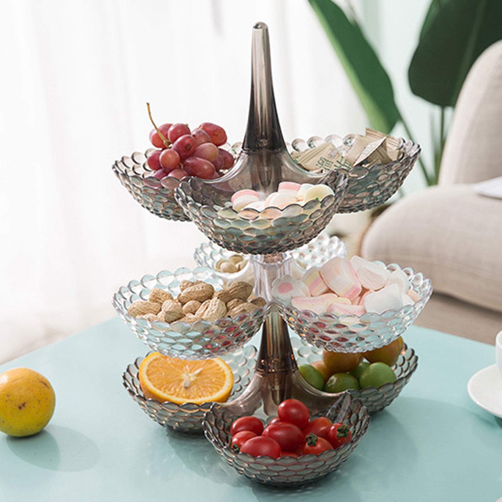 KAILIYA Stacked 3-Tier Bowls ,Stackable Multi-Layer Fruit Tray,Display Basket Fruit Bowl,Fruit Racks Fruit Basket,Snack Tray Dried Fruit Box Snack Rack Candy Tray