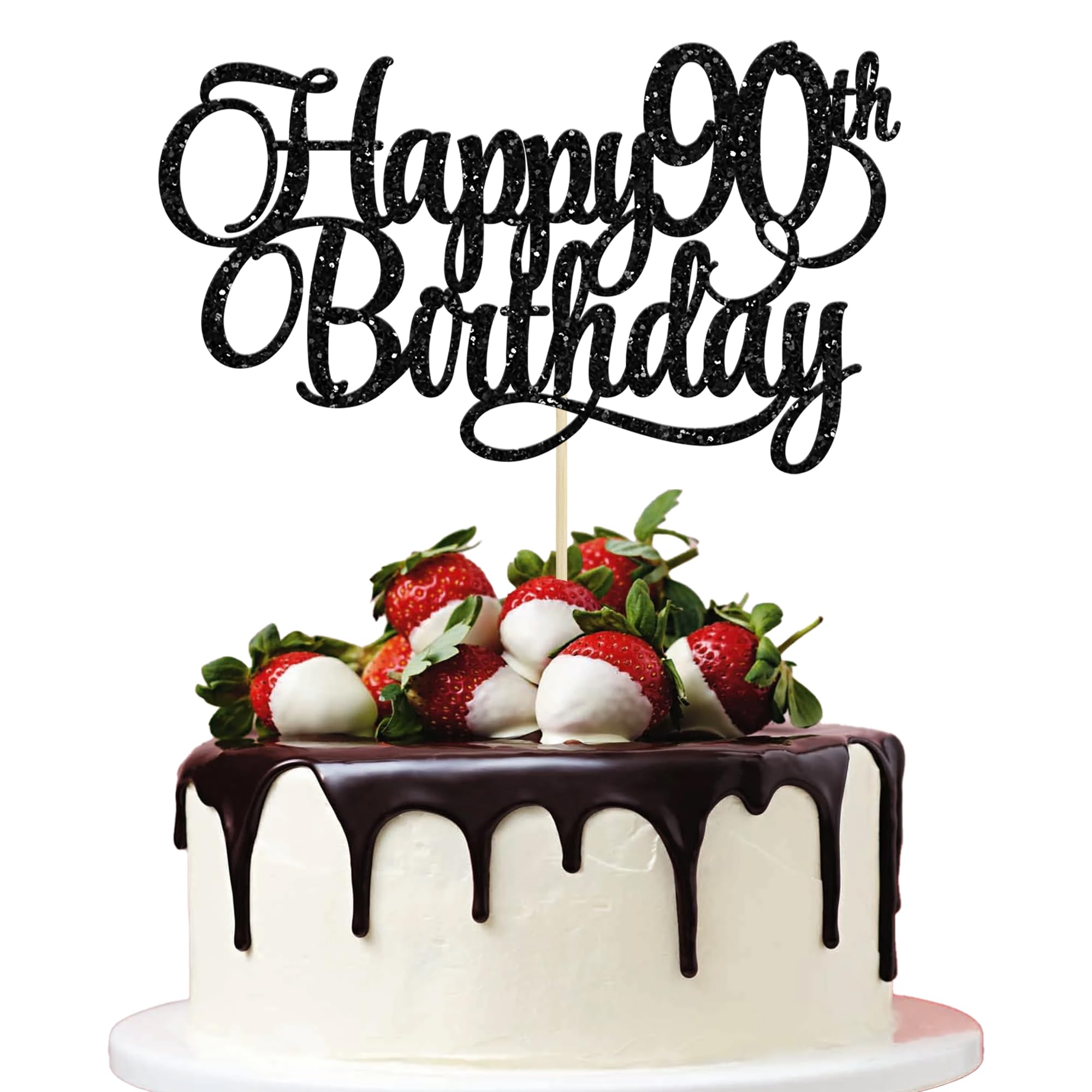 1 Pack Happy 90th Birthday Cake Topper Gold Glitter Number 90 Ninety Years Old Birthday Cake Pick Decoration For 90th Birthday Celebrating Anniversary