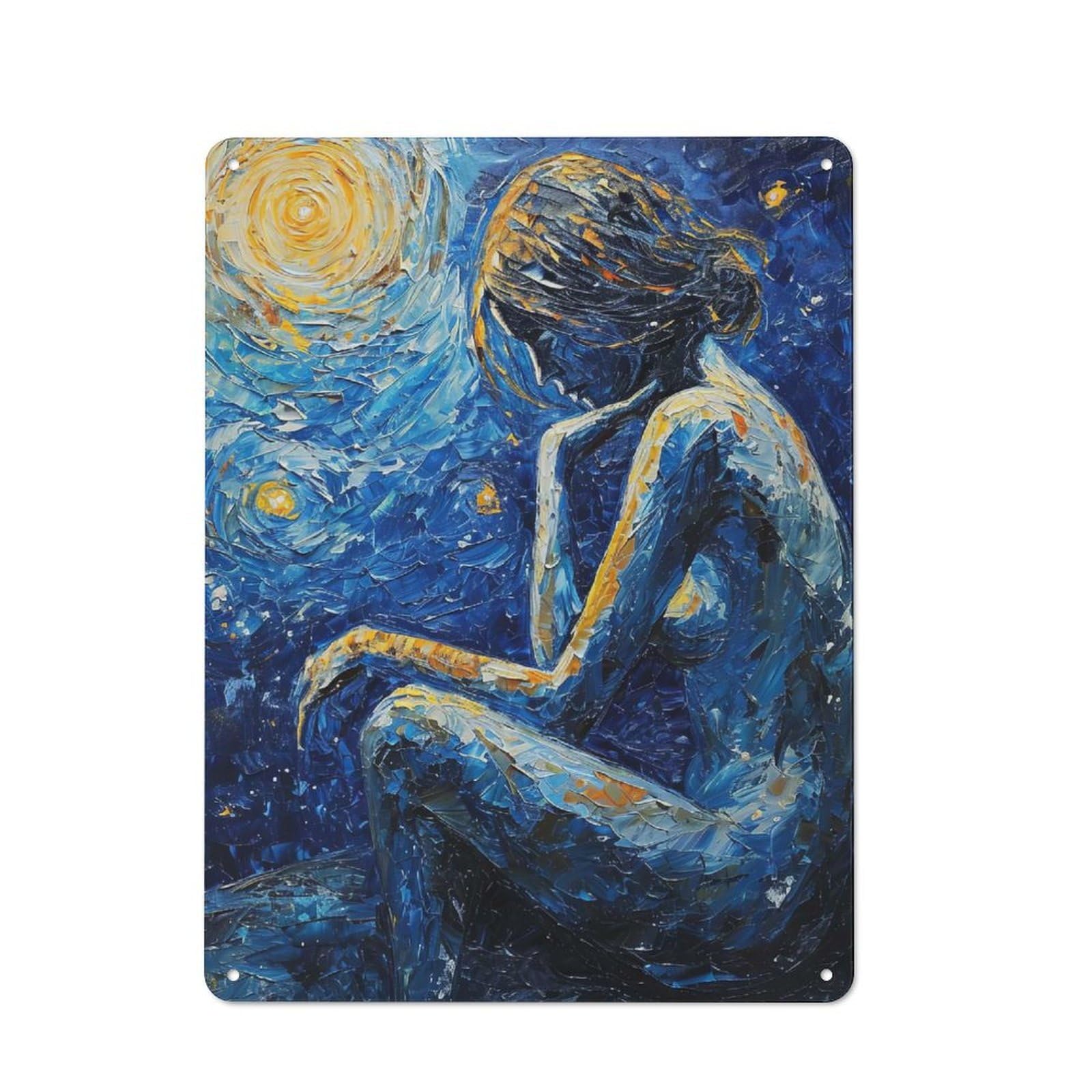 Junmoney Woman Under Starry Sky Metal Wall Sign 40X30cm Featuring For Home Bar Wall, Suited To Bar Sign Collectors