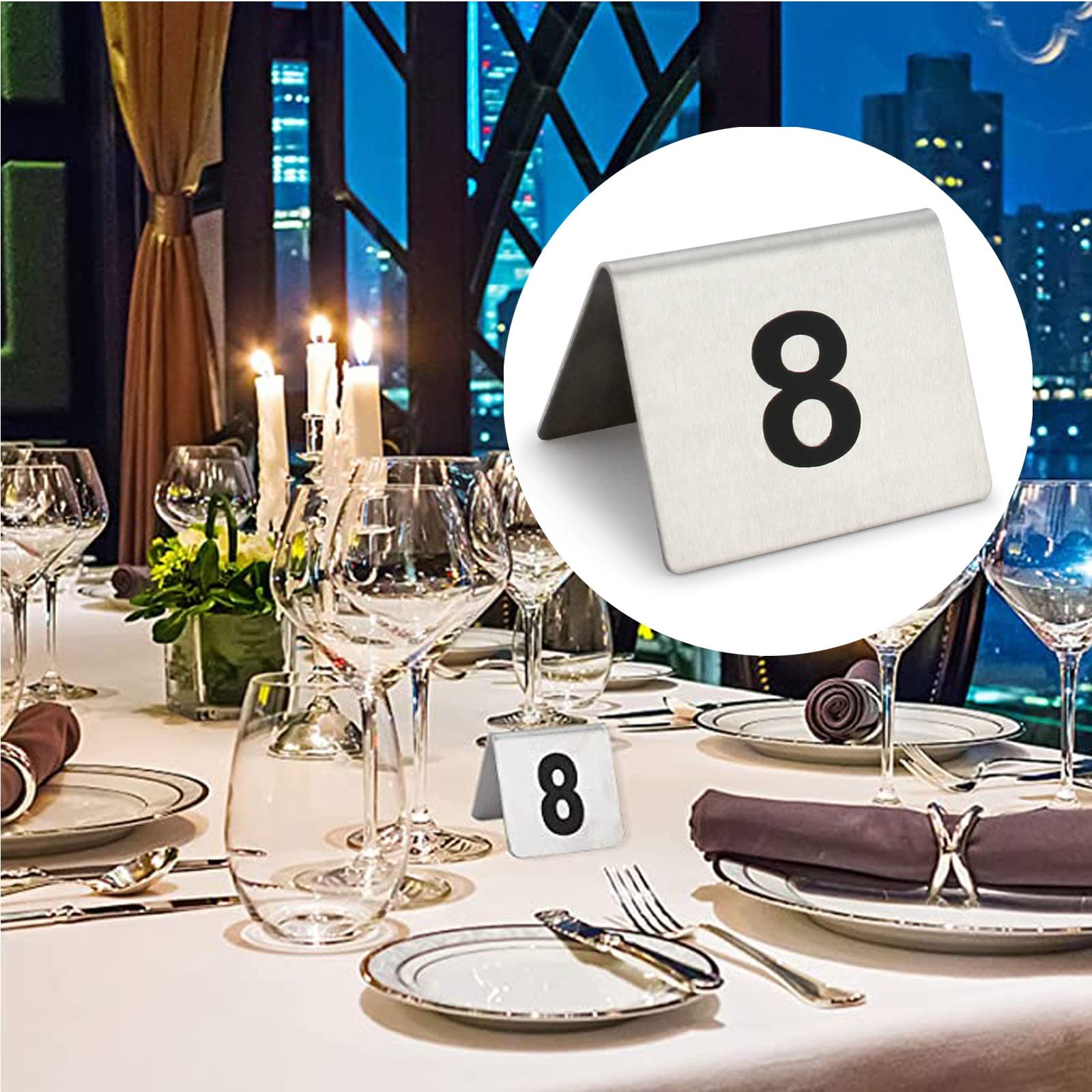 Señalización Digital, Números Negros de Doble Cara, Tarjetas números Mesa apilables, perfectos for restaurantes, Bares, hoteles(1 to 50)
