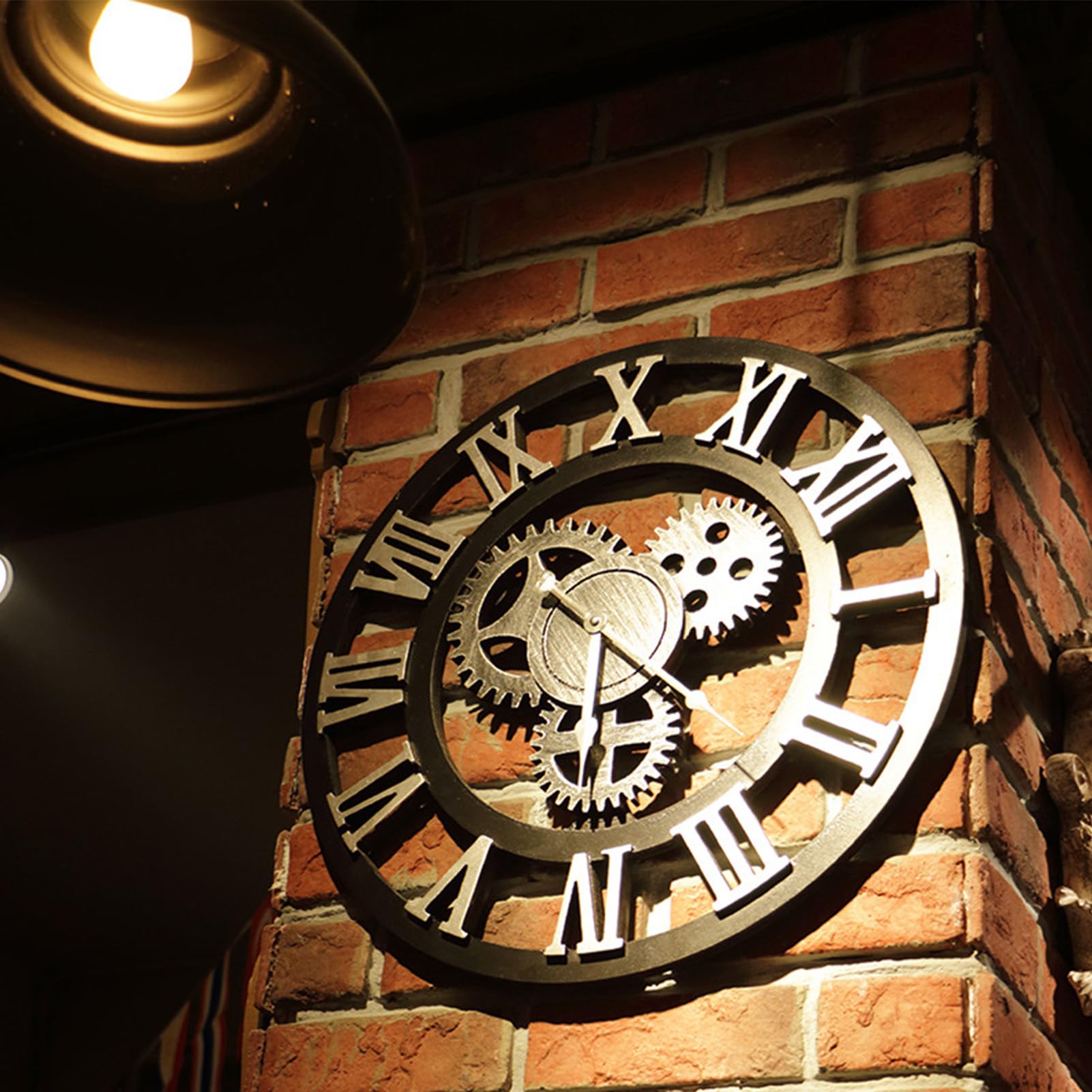 Reloj de Pared Retro Americano con Engranajes Antiguos, Reloj Creativo de Madera, Reloj de Pared de Estilo Industrial, Reloj de Pared para Bar y Restaurante