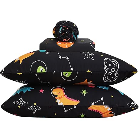 Soft Twin Mattress Sheets for Kids: Dinosaur Space Printed Microfiber