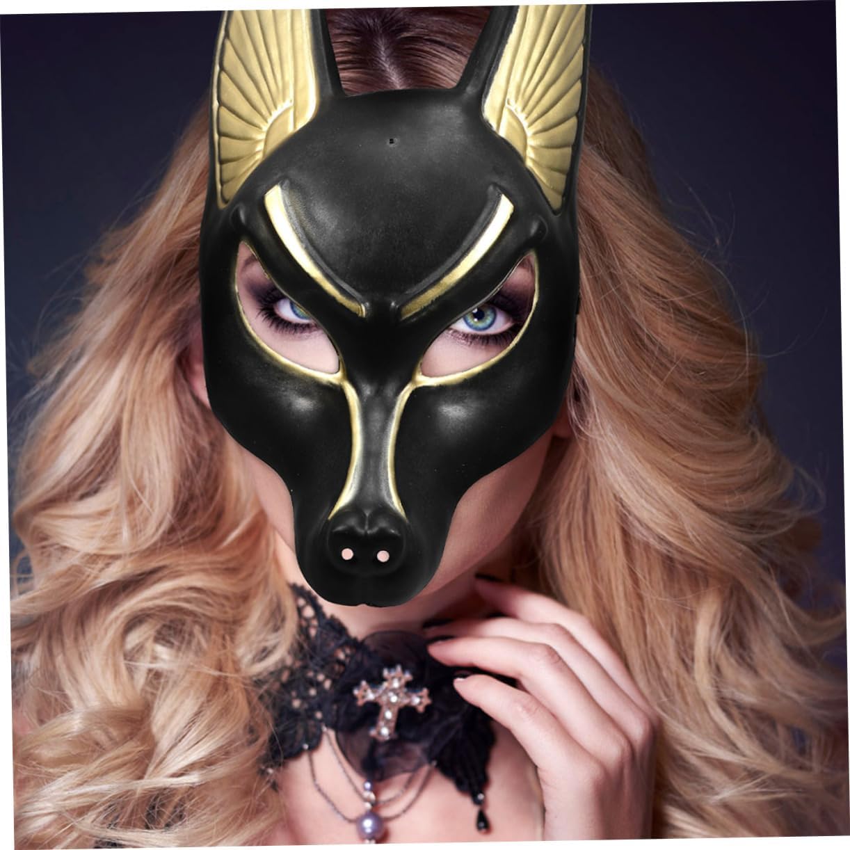 2pcs Mask for Halloween Cosplay Lightweight Egyptian Costume Accessory for Masquerade and Themed Parties Comfortable Fit Intricate Craftsmanship