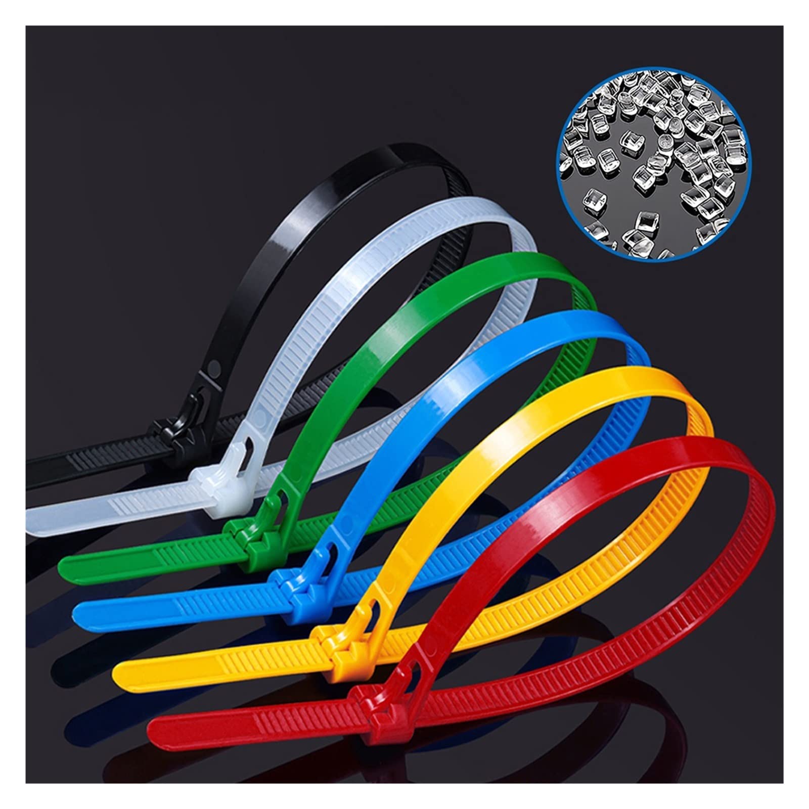 Bridas de nailon, bridas para cables, Bridas de nailon for cables, desprendibles, fijas, negras y blancas, fáciles de desmontar.(Yellow)