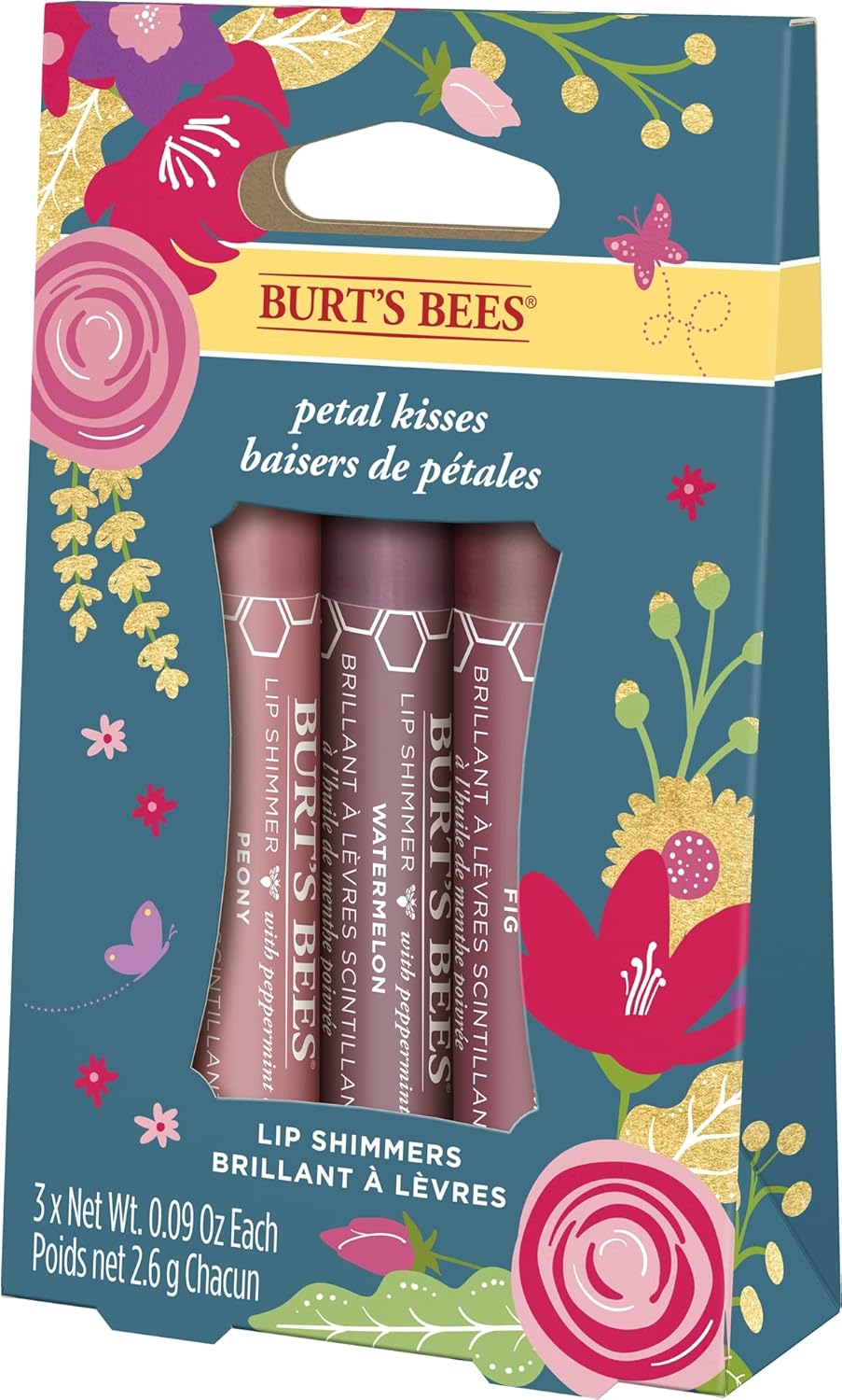 Burt’s Bees Kissable Colour Spring Gift Set, Petal Kisses, 3 Lip