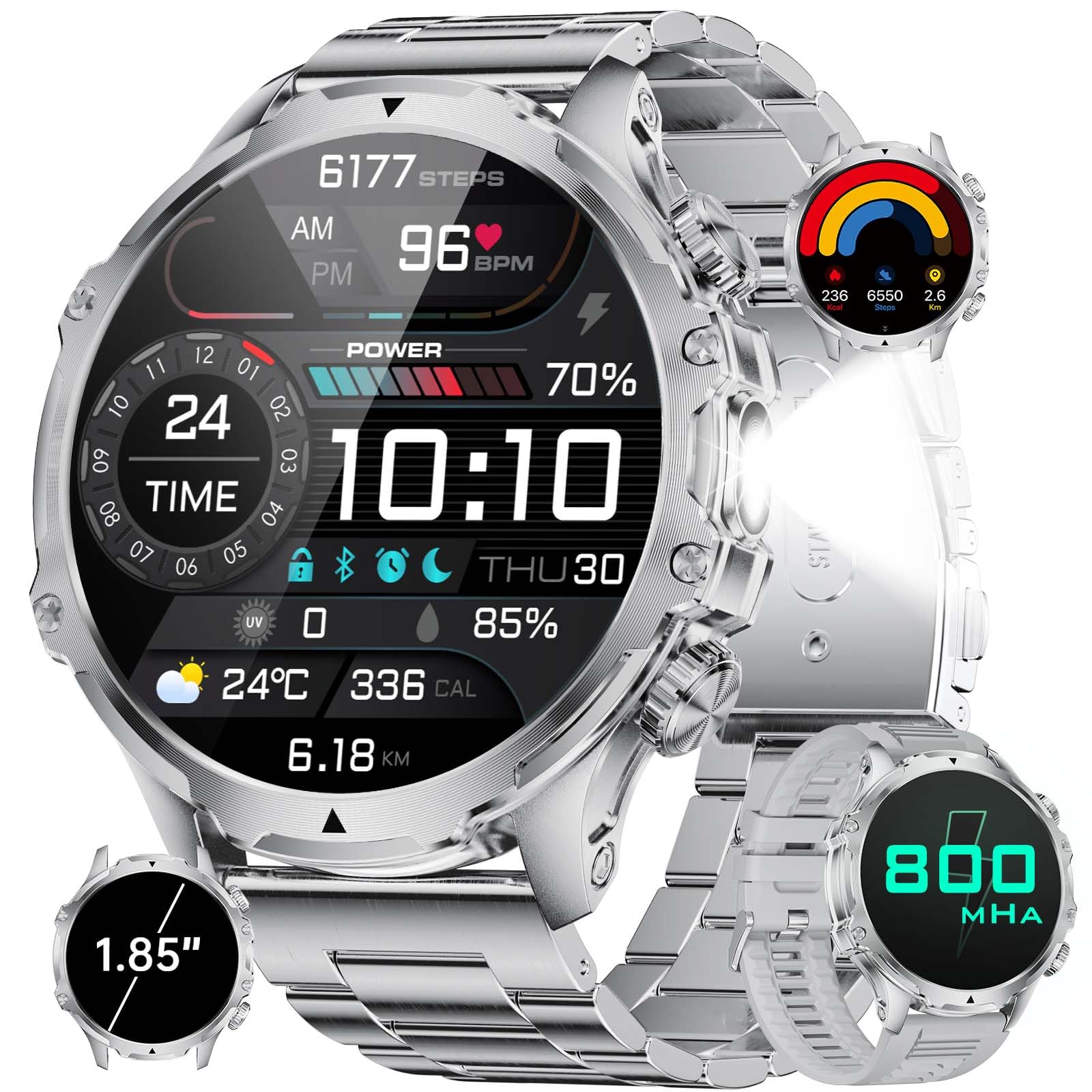 Amazon | LIGE FV15 1.85''超大画面スマートウォッチ、男性スマート