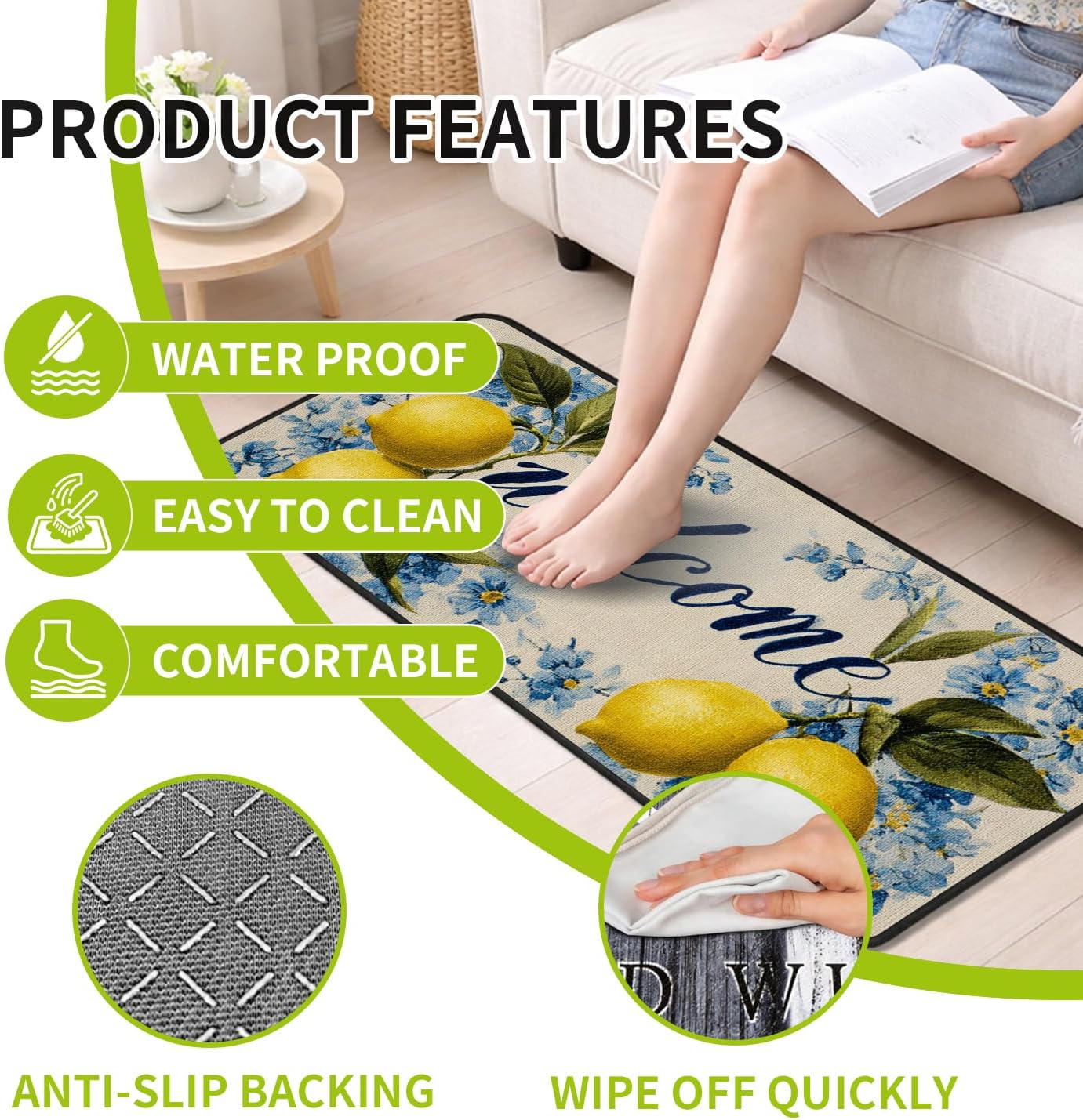 Classic Kitchen Mats for Floor, 2-Piece Non-Slip Kitchen Rugs, Washable Kitchen Mat for Kitchen, Hallway, and Laundry Decor, Sizes 17"x30" + 17"x47"