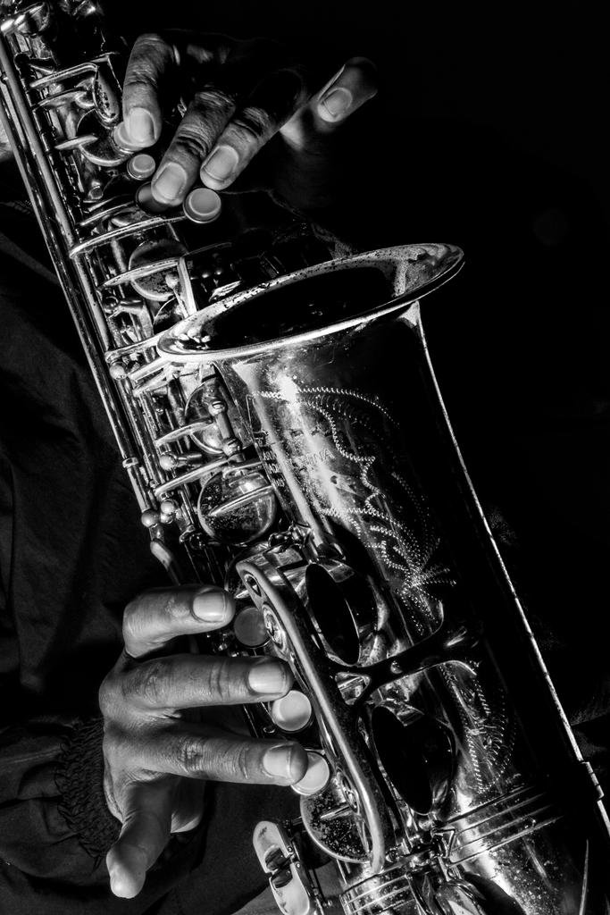 Amazon.com: Musician Playing Saxophone Black White Photo Poster