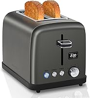 Vista 8 de SEEDEEM Tostadora de 4 rebanadas, pantalla LCD, 6 configuraciones de tostado, ranuras de 1.5 pulgadas de ancho, tostadora digital de acero