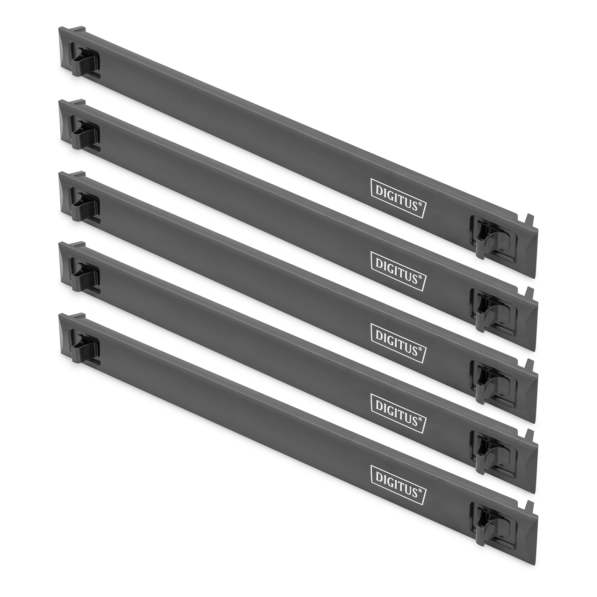 DIGITUS DN-97651-5 - 19" Blank Cover - 1U Cover - Pack of 5 - Panel for 19" Network Cabinet, Server Cabinet, Rack - Snap-in Mechanism - ABS Plastic - Black