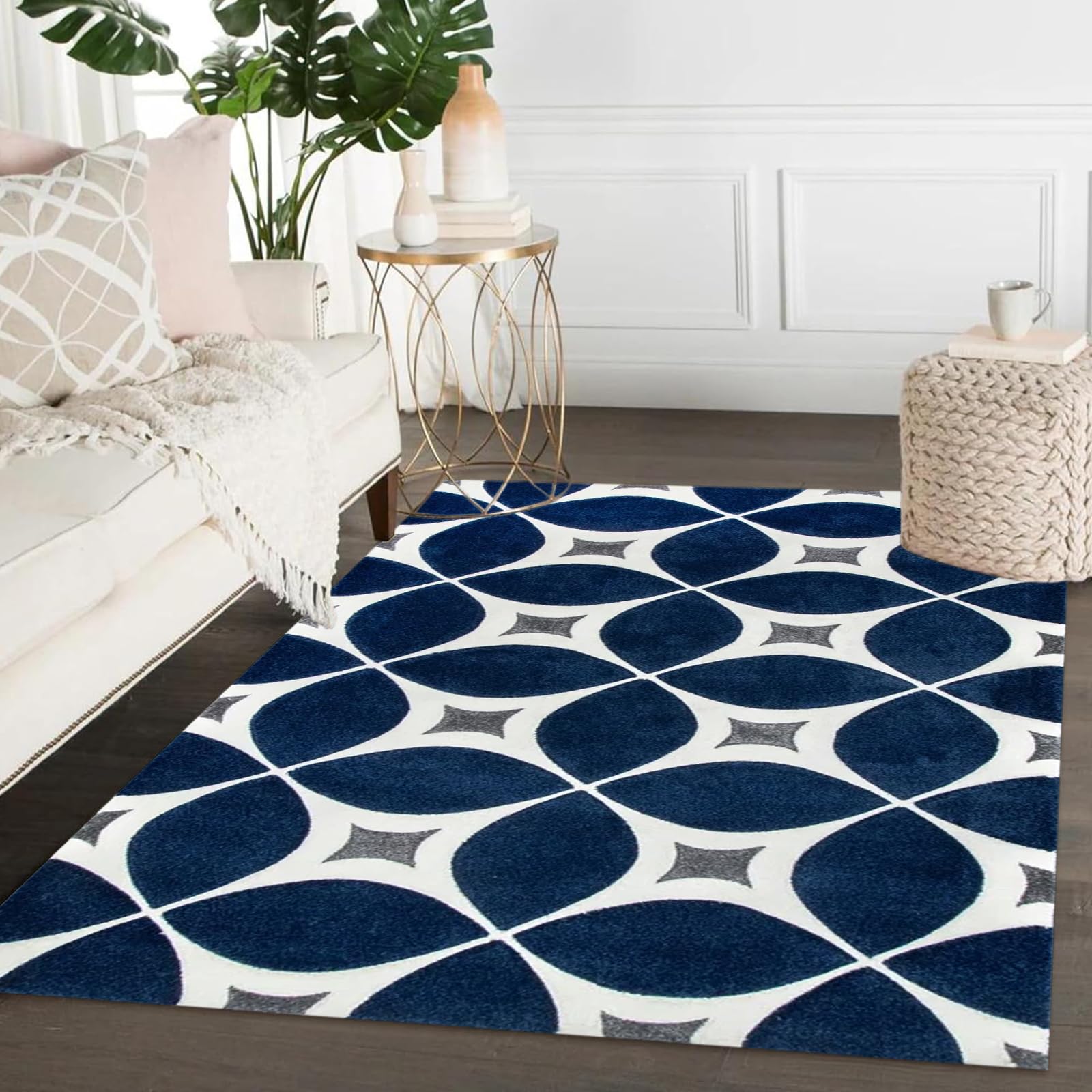 KFHWDG Boho Area Rug 5x7 Living Room Rug Modern Washable Indoor Accent Rug Low Pile Carpet Distressed Throw Rug Bedroom Office Dining Room Geometric