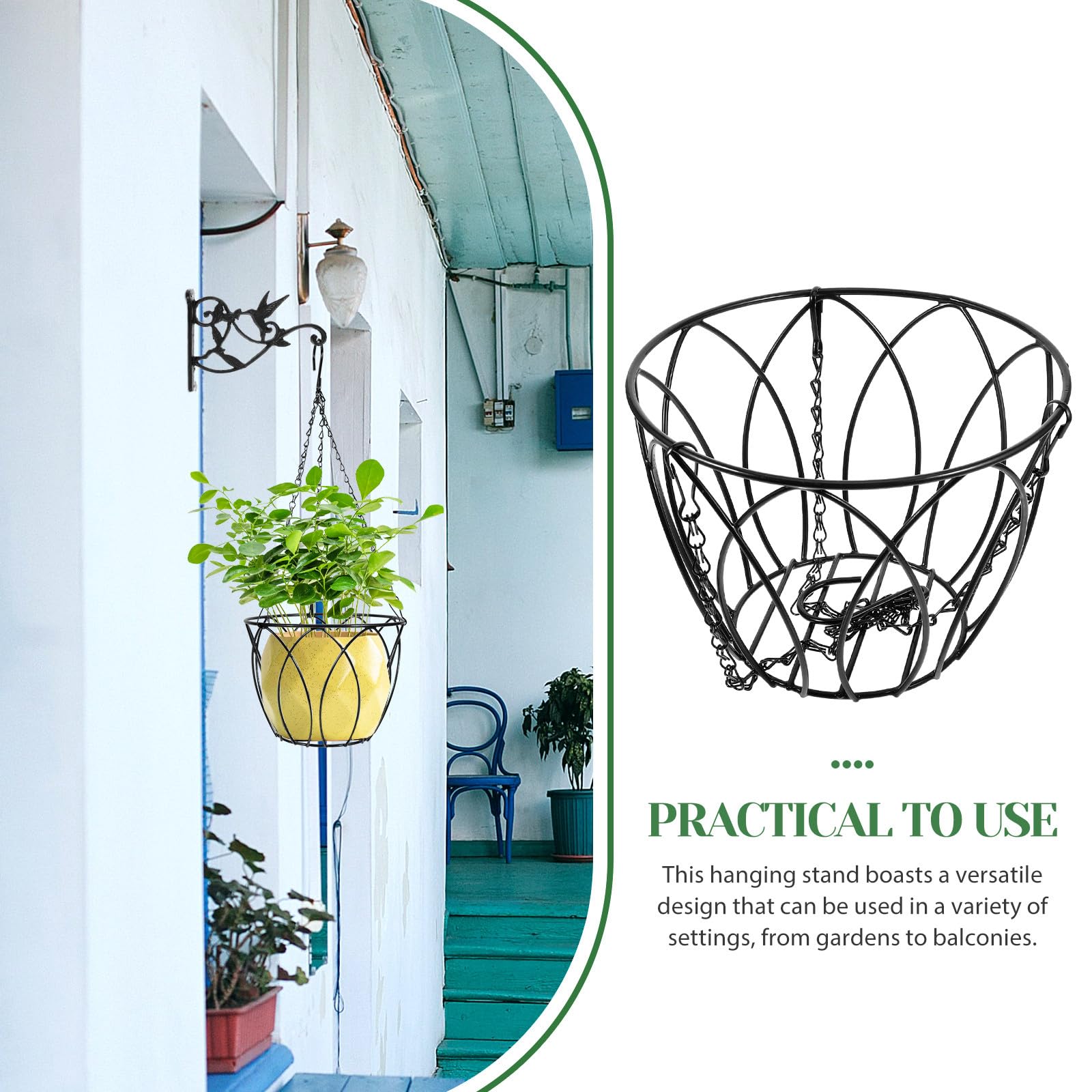 Supporto Portavasi da Appendere in Ferro per Balcone, Fioriera Sospesa Resistente alle Intemperie Ganci, Portavaso Sospeso per Piante da Esterno e Giardino