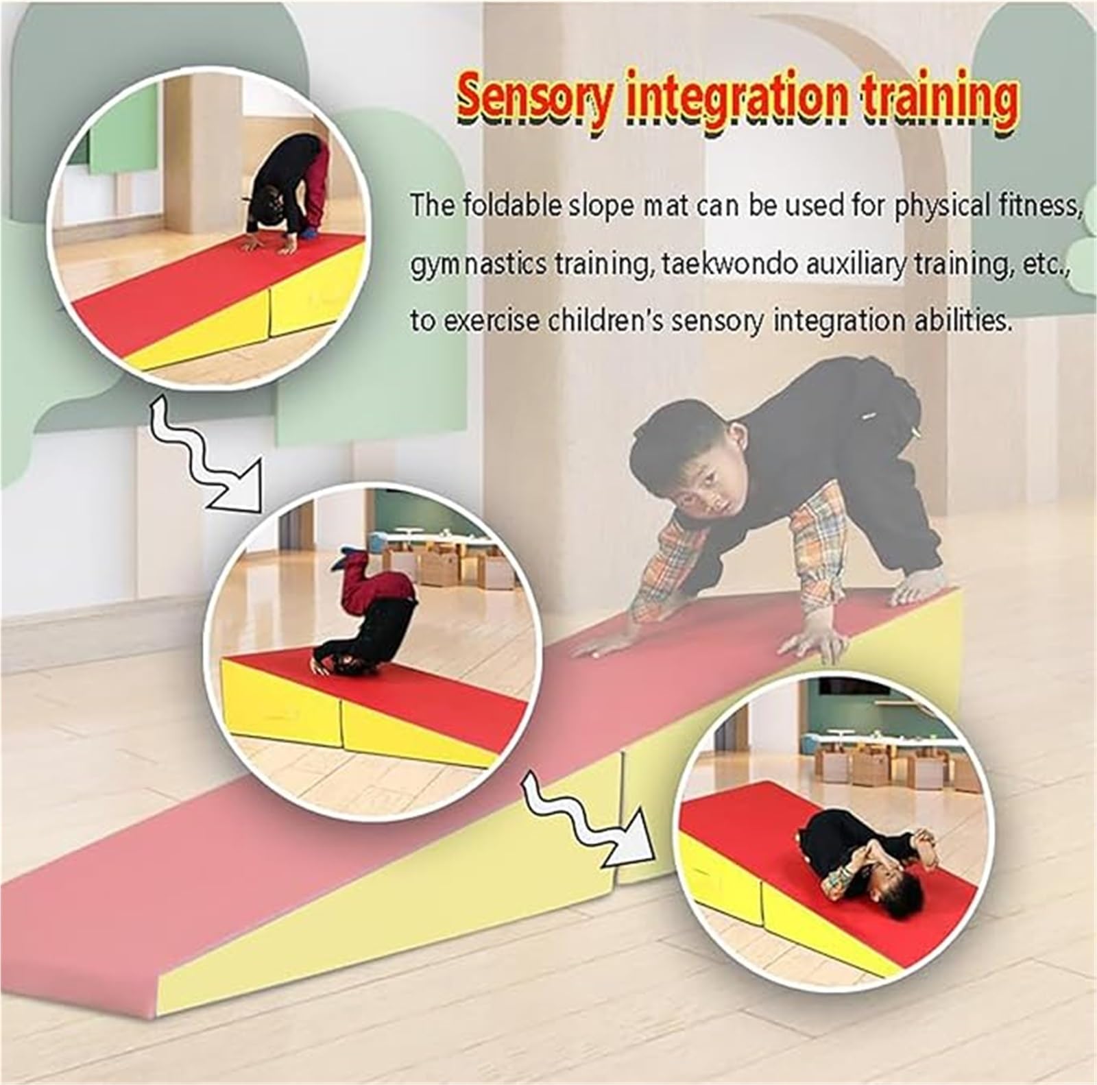 Składana mata gimnastyczna 2 w 1 z uchwytem transportowym do jogi, Tumblingu, Taekwondo, sztuk walki, tańca cheerleaderki
