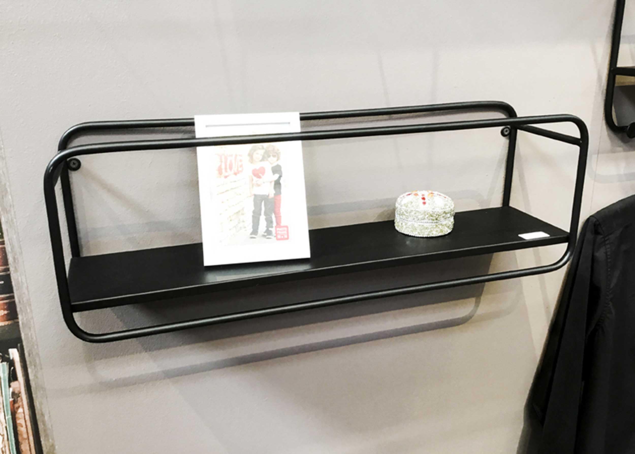 HAKU étagère Murale Noir, métal - Dim.: L 60 cm x H 20 cm x P 15 cm, Style: Modern