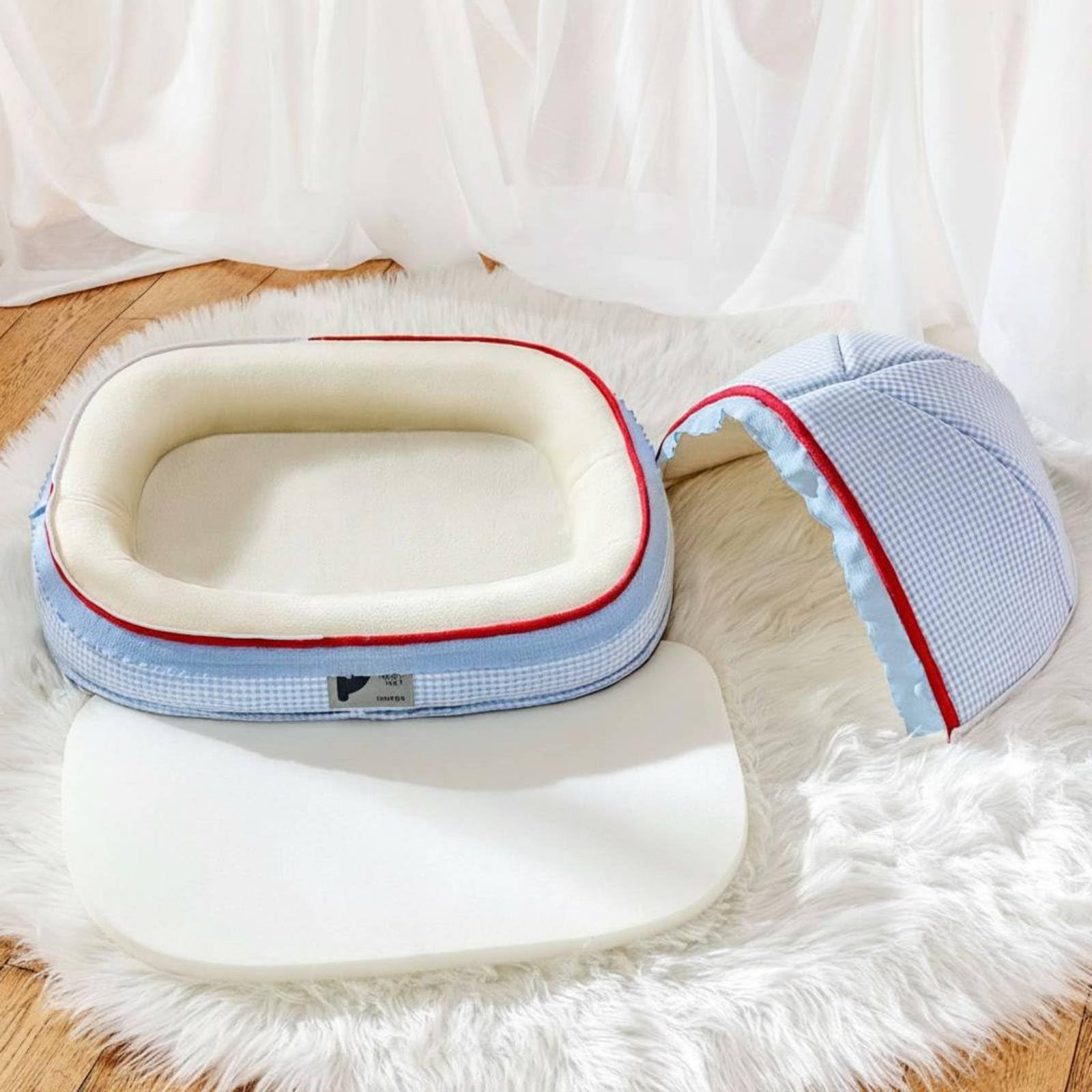Letto per Gatto Cuccia Nido Grotta Cuscino Struttura Calda Imbottita in Spugna E Cotone PP Modalità Coperta O Aperta Comfort per Lunghi Adatto a Uso Domestico Quotidiano